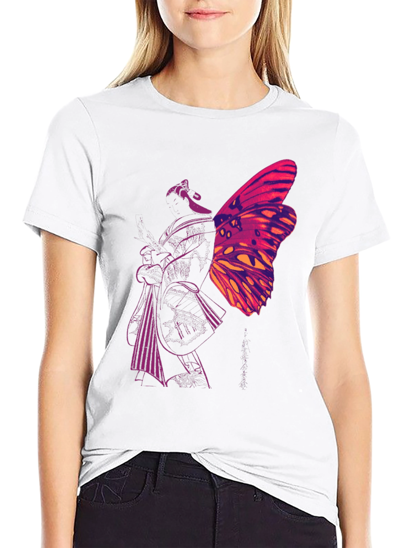 Black Butterfly Graphic Black T-Shirt view 9