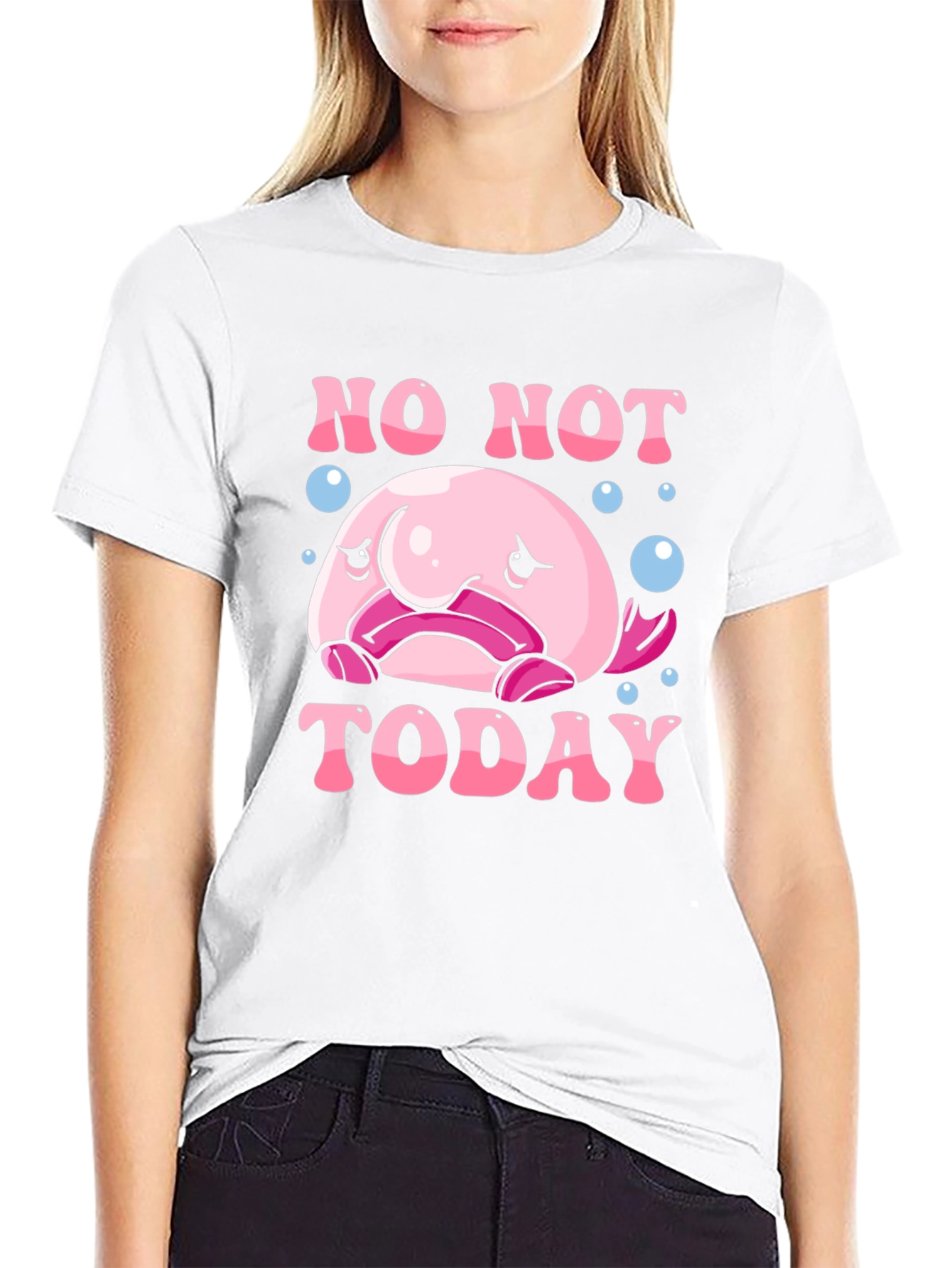 Black No Not Today Blobfish T-Shirt view 9