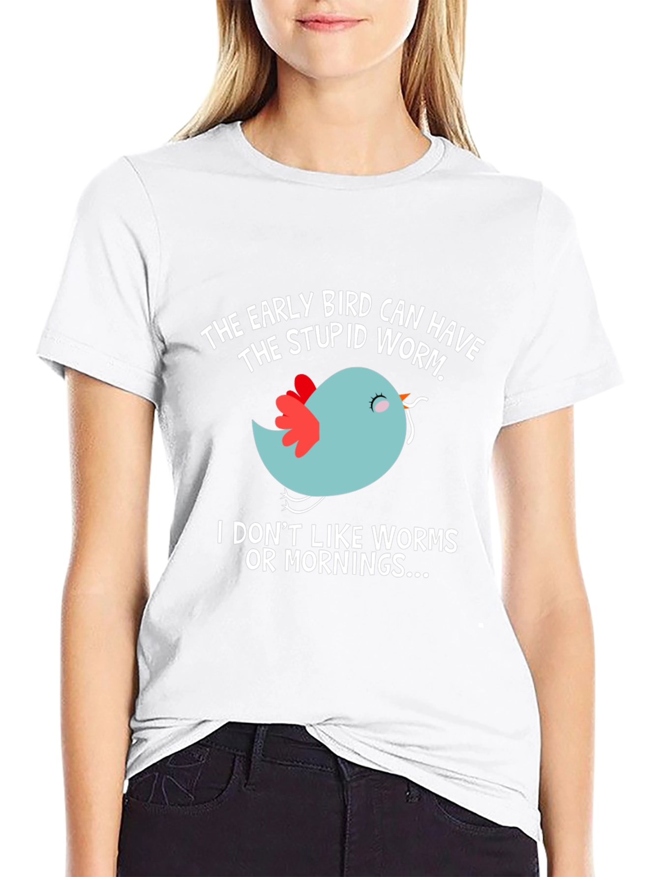 Black Early Bird T-Shirt - Funny Slogan Tee view 9