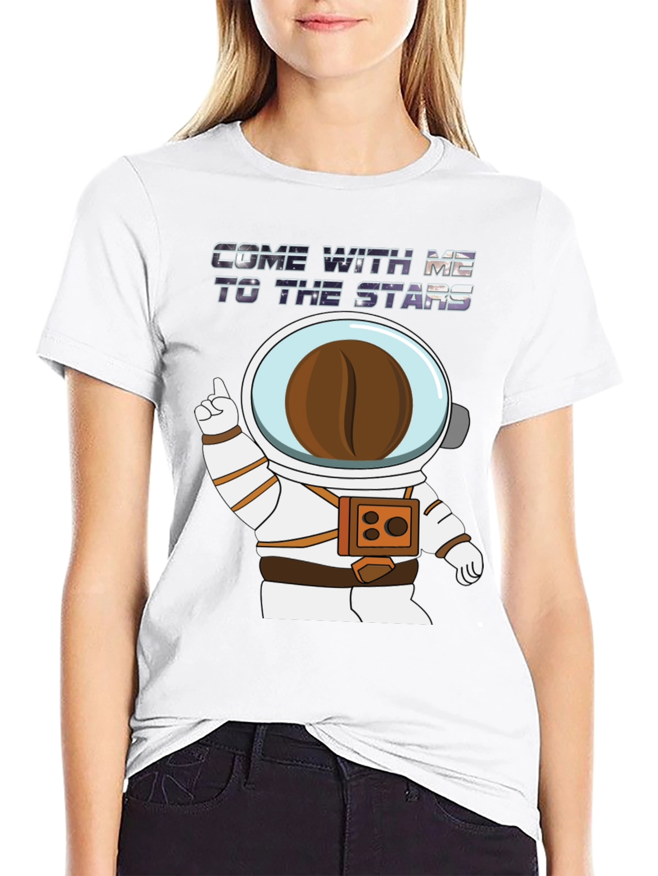Black Astronaut Coffee Bean Black T-Shirt view 9