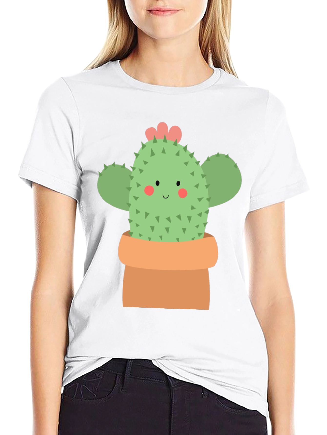 Black Cute Cactus Graphic Tee - Black Unisex T-Shirt view 9