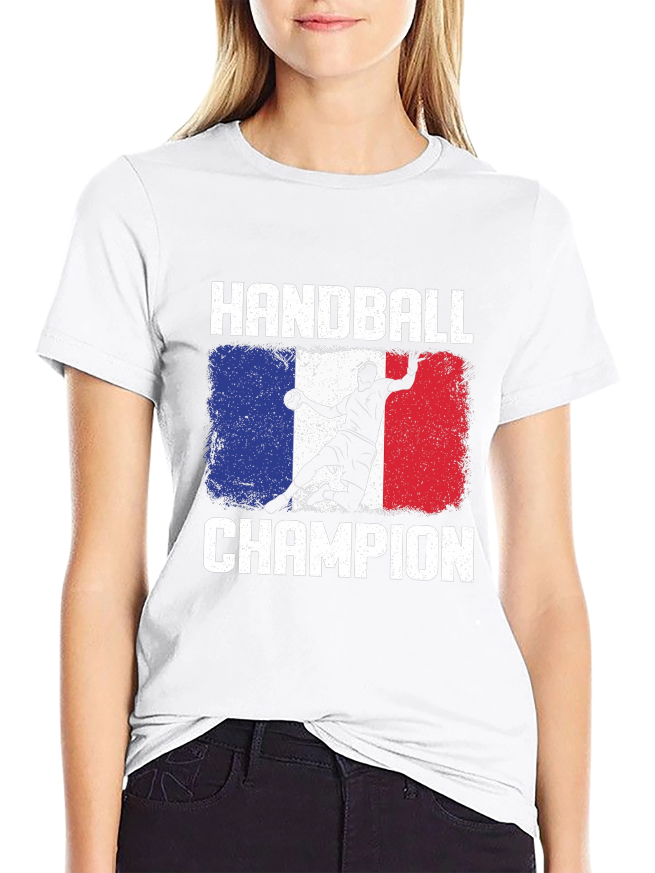 Black Handball Champion France Flag T-Shirt view 9