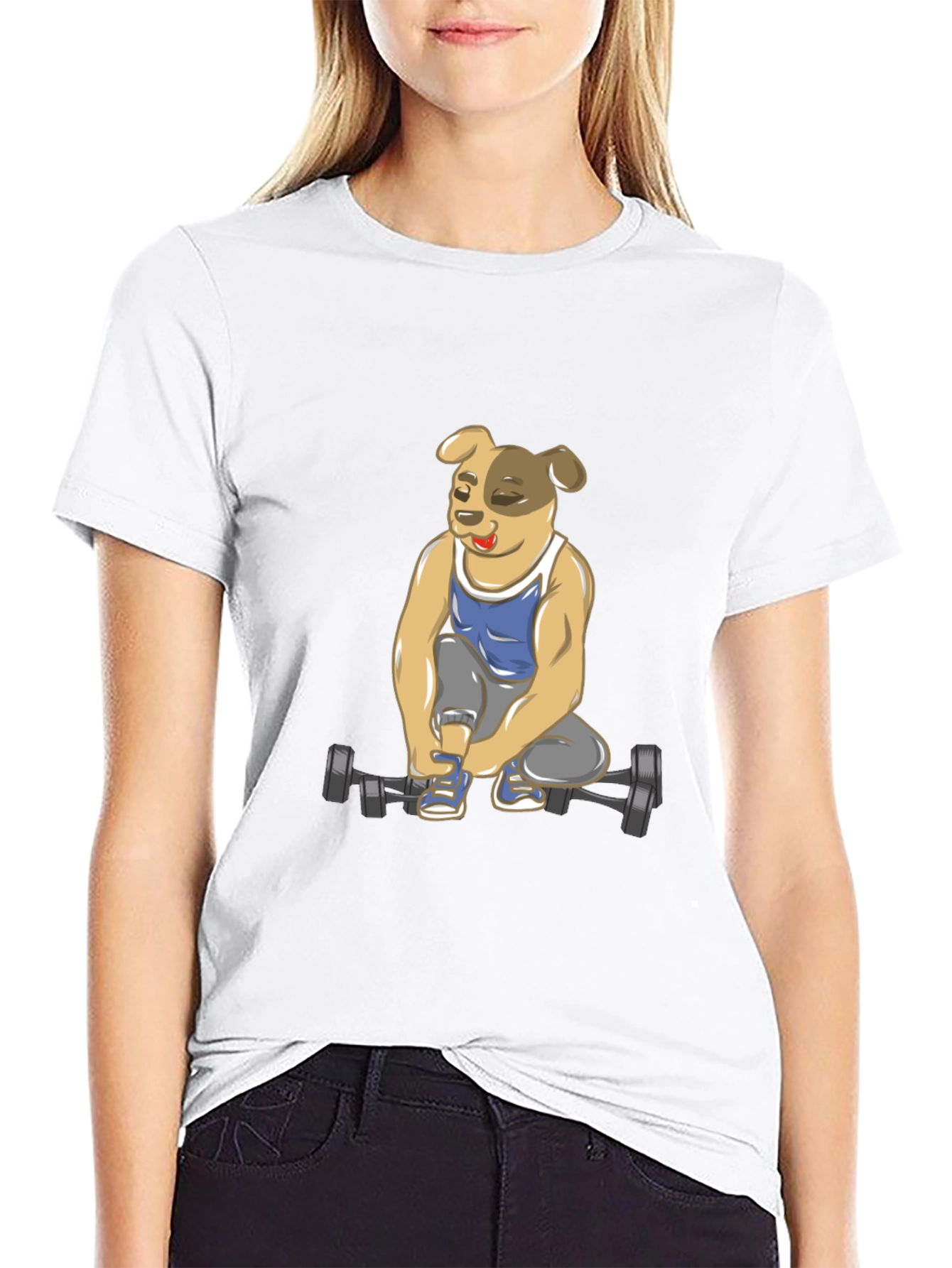 Black Dog Lifting Weights T-Shirt view 9