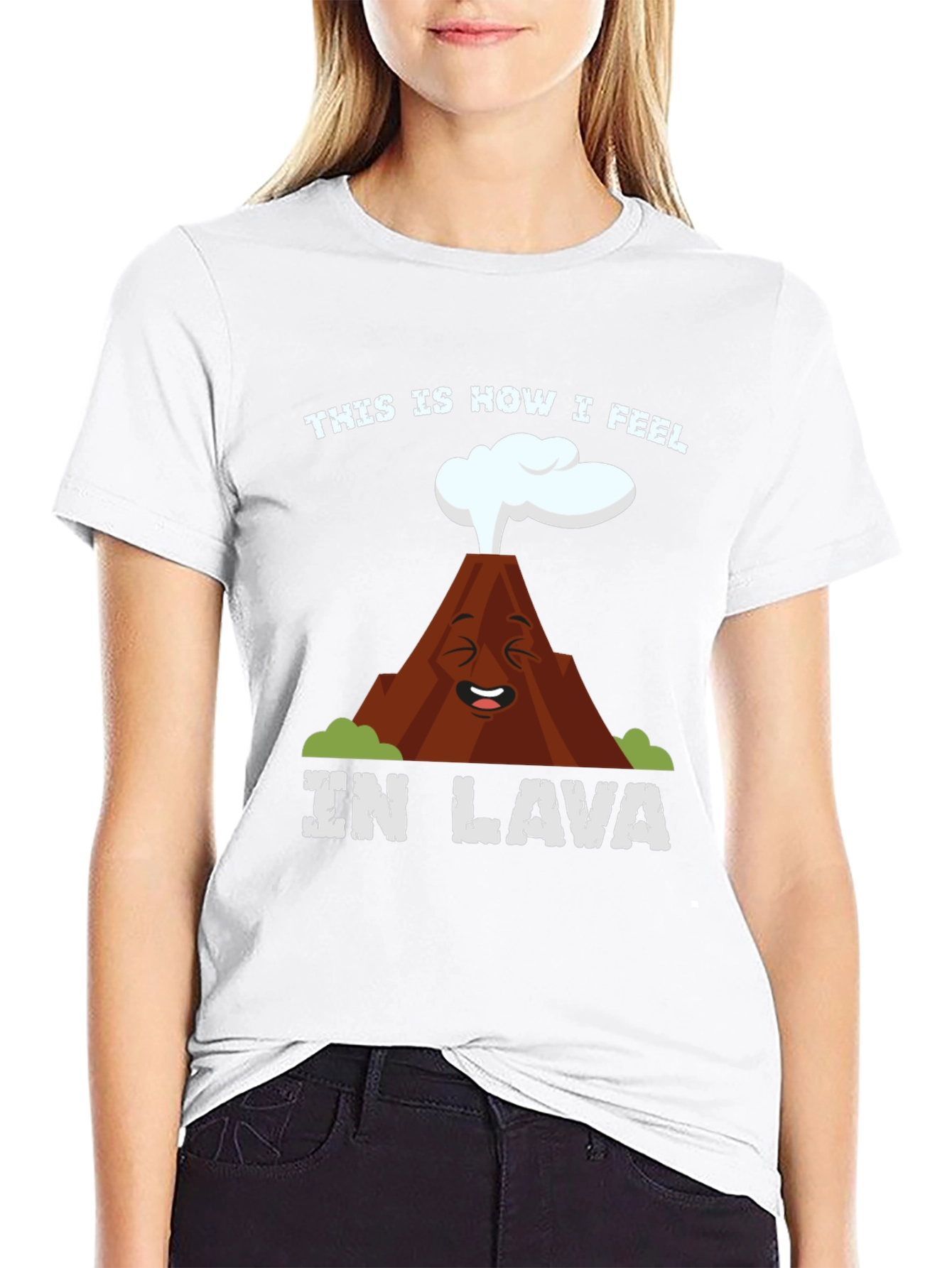 Black Funny Volcano "In Lava" Graphic T-Shirt view 9
