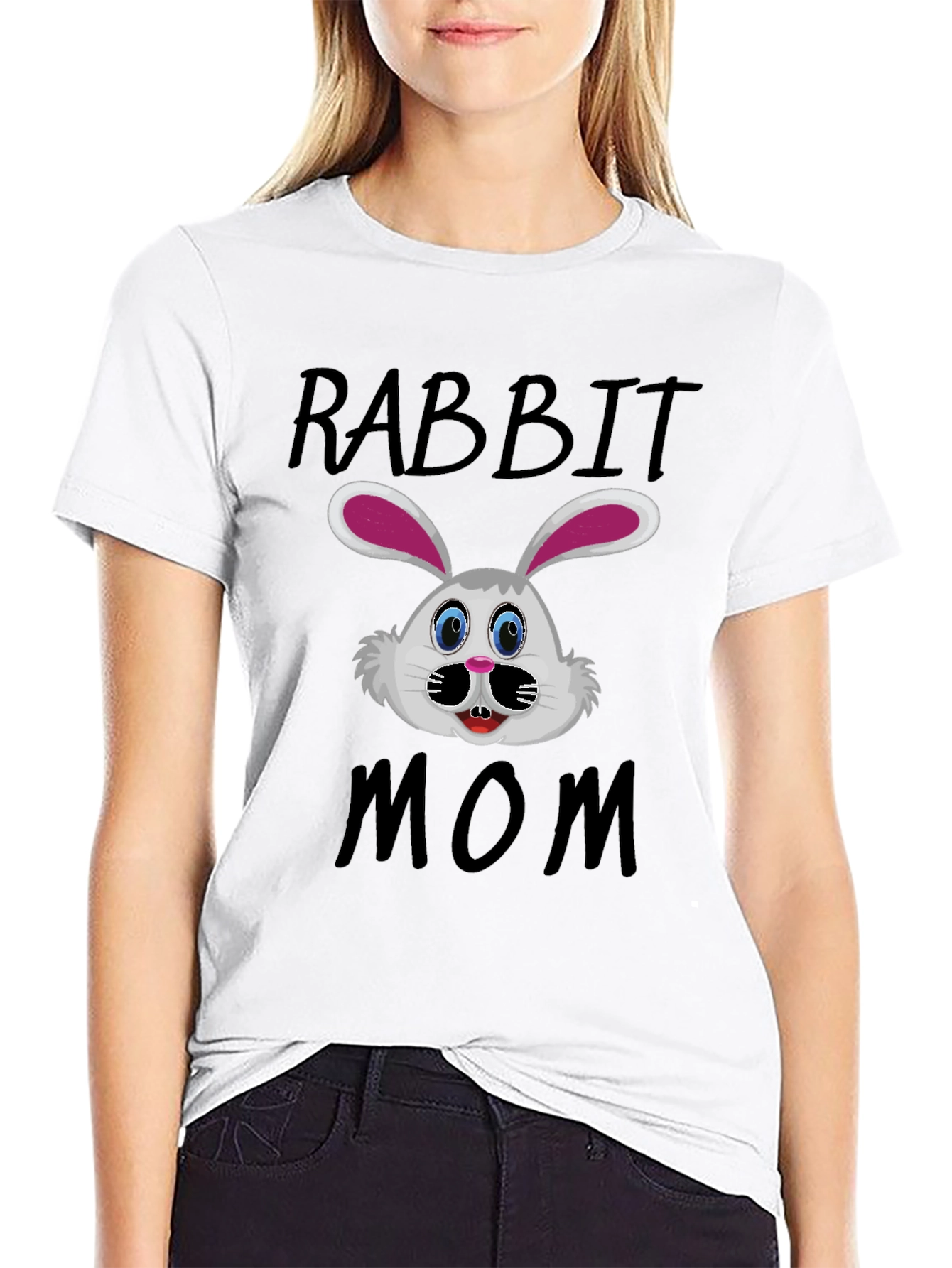 Black Rabbit Mom Graphic T-Shirt - Cute Bunny Design view 9