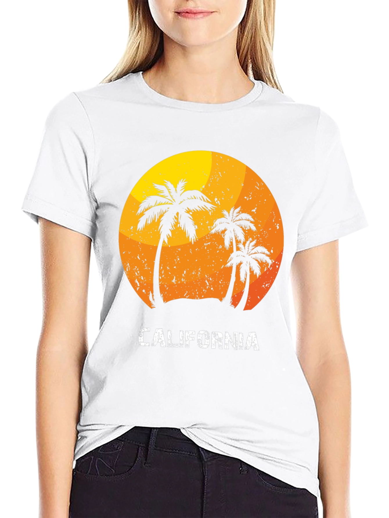 Black California Palm Tree Sunset Graphic T-Shirt view 9