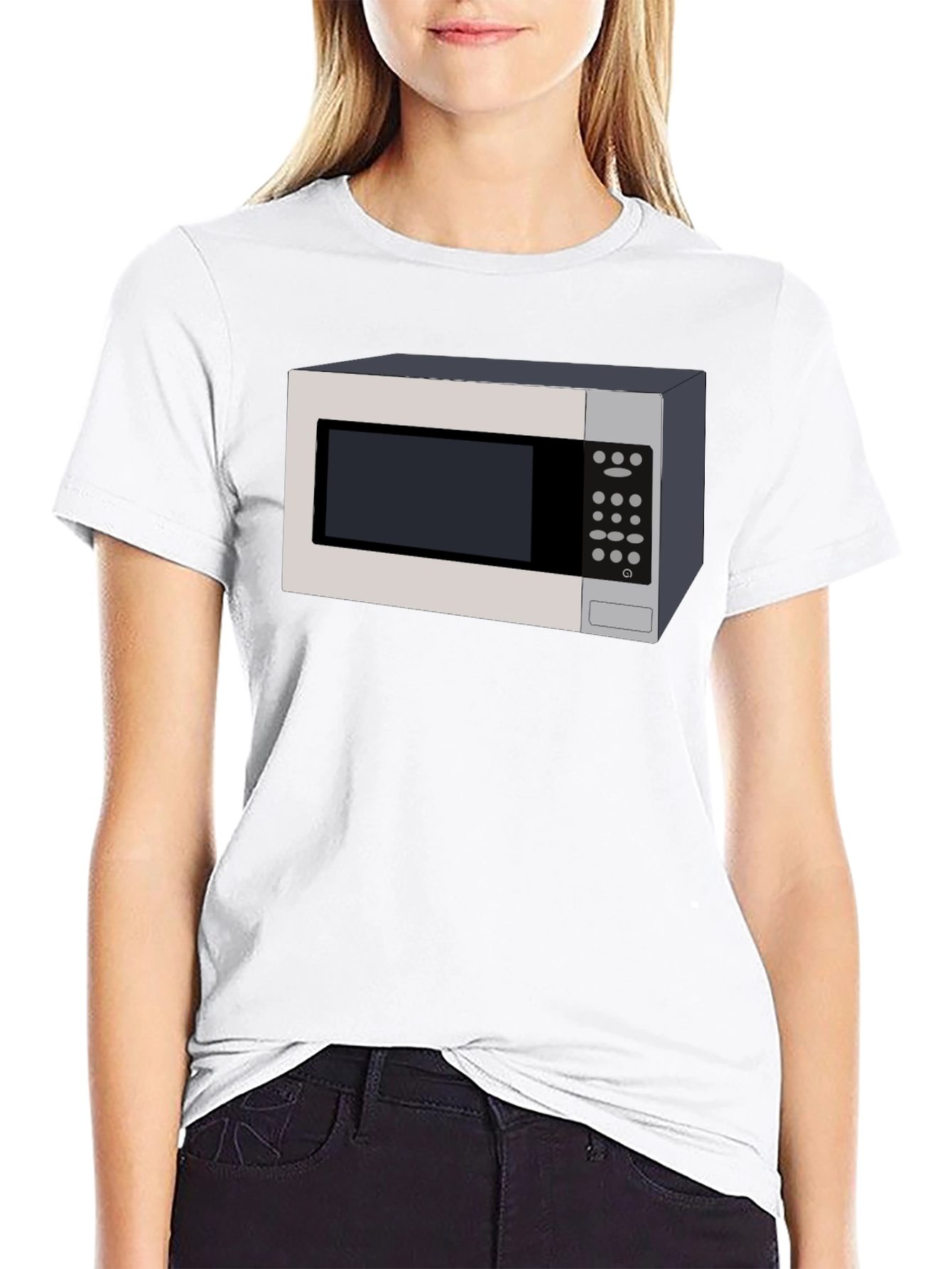 Black Microwave Graphic Tee - Quirky Black T-Shirt view 9