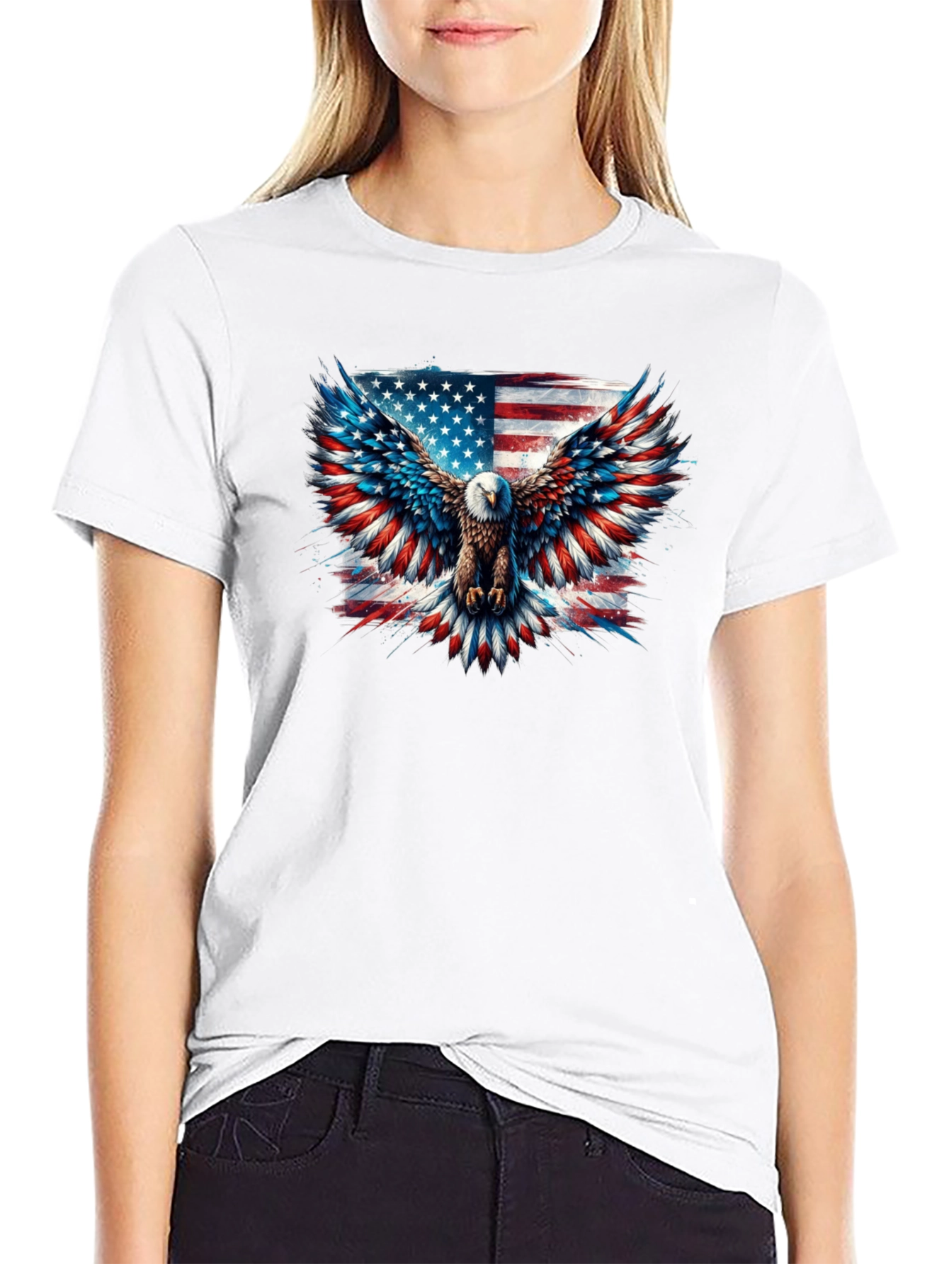 Black Patriotic Eagle American Flag Graphic Tee view 9