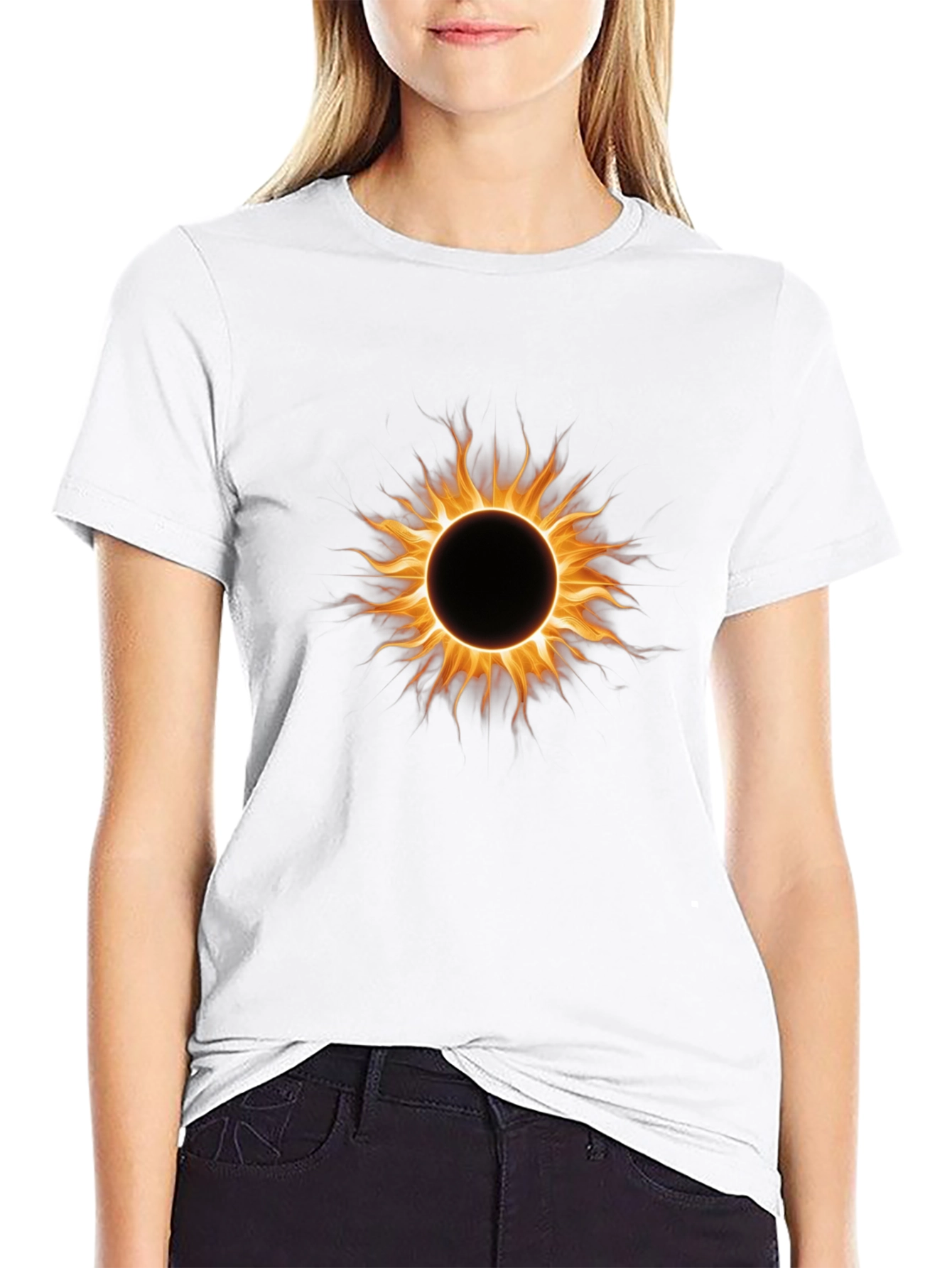 Black Fiery Eclipse Graphic Tee - Black Cotton Blend Shirt view 9