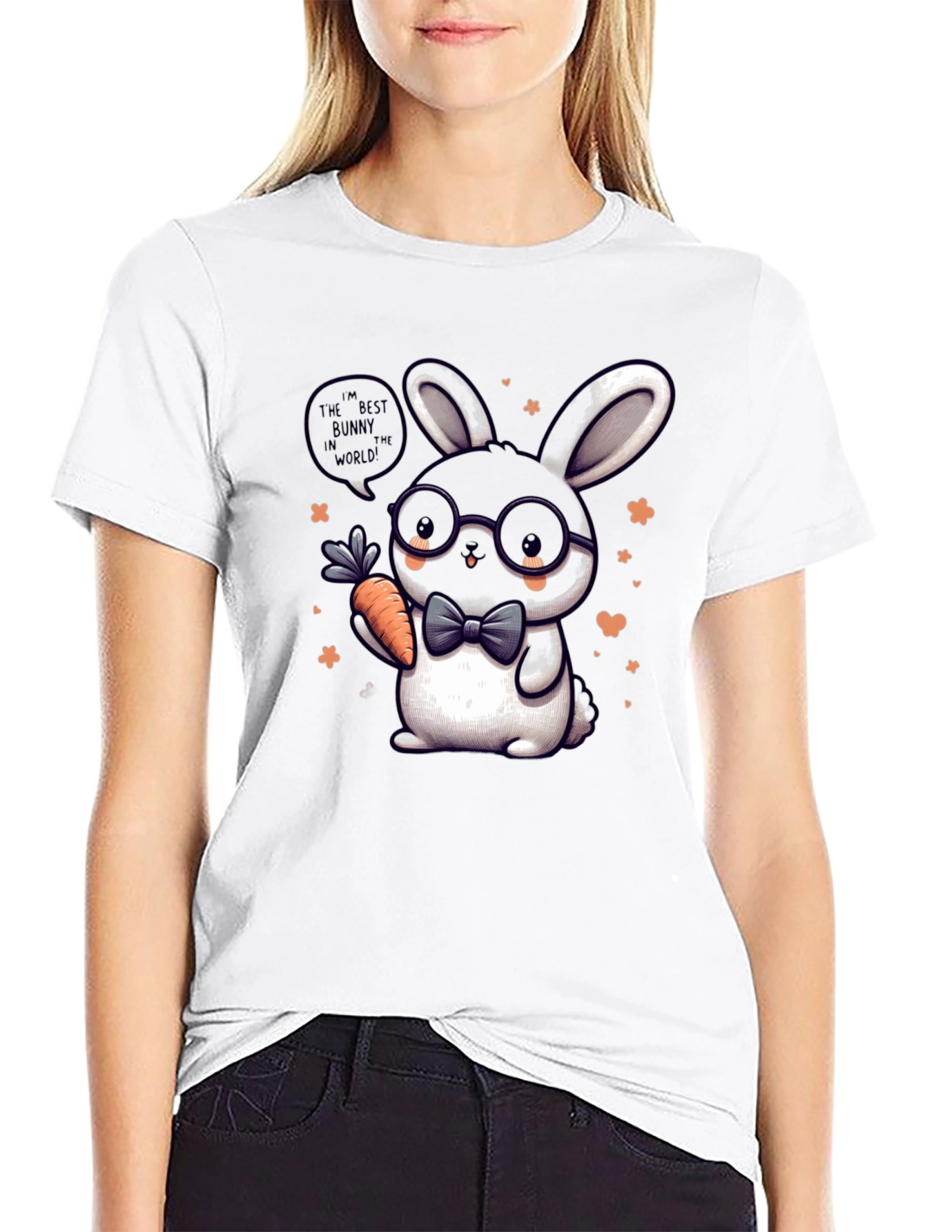 Black Cute Bunny Graphic Tee - Best Bunny in the World T-Shirt view 9