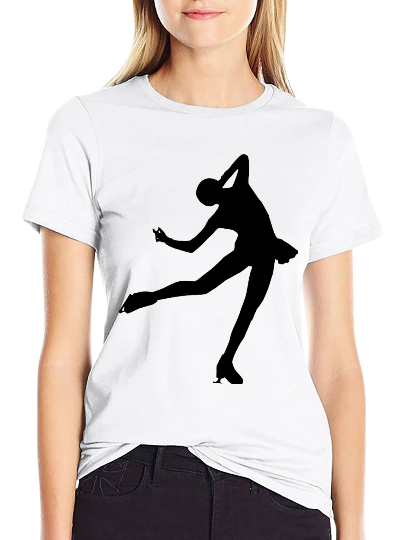 Black Figure Skating Silhouette T-Shirt view 9