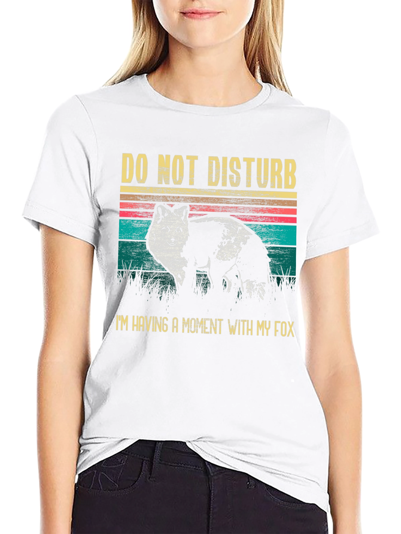 Black Do Not Disturb Fox Graphic T-Shirt view 9