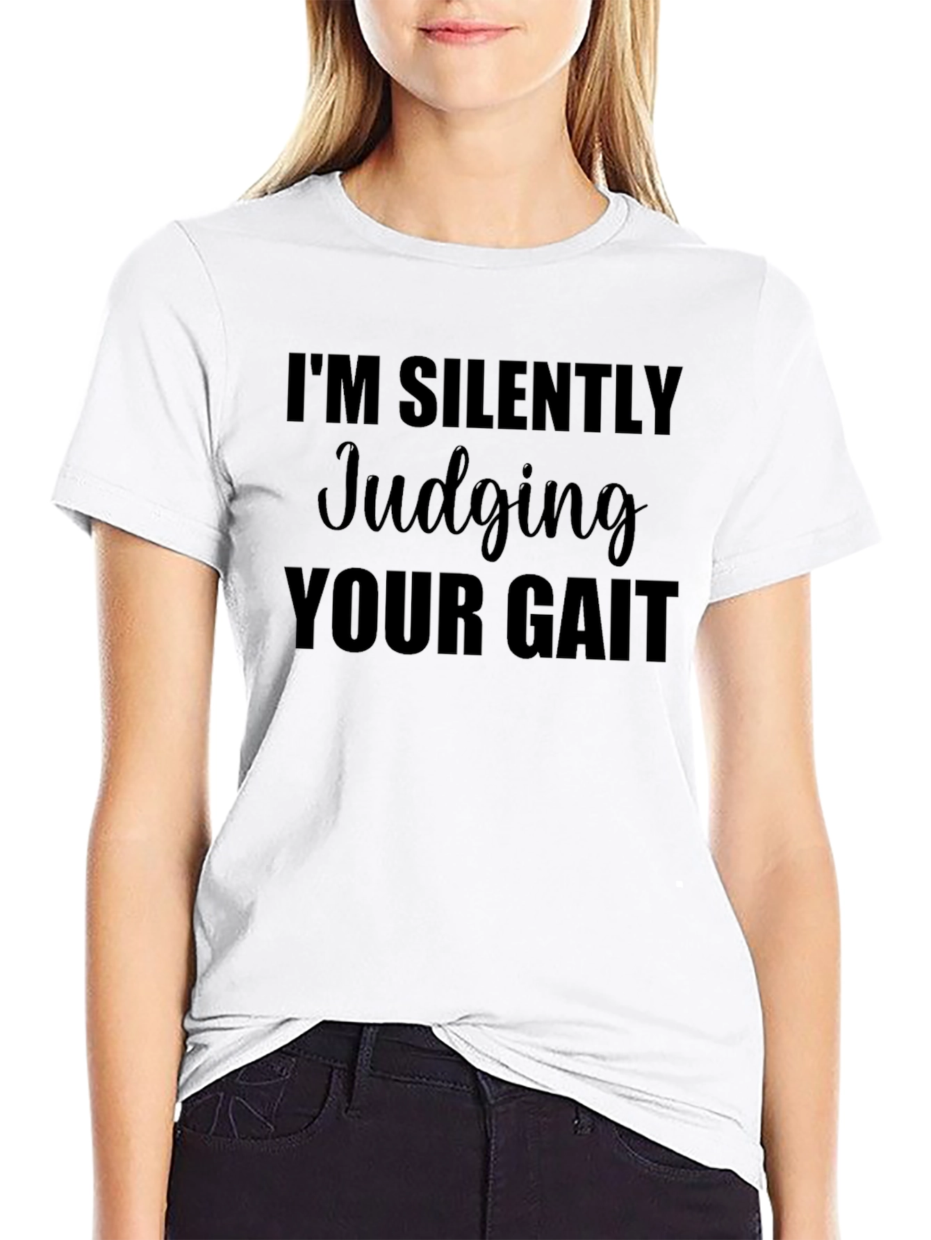 Black I'm Silently Judging Your Gait Black T-Shirt view 9
