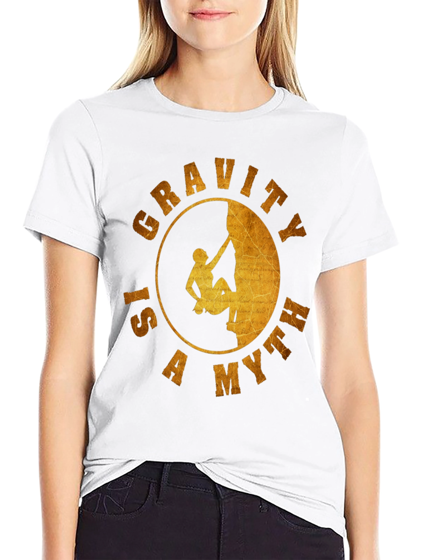 Black Gravity is a Myth T-Shirt - Rock Climbing Design view 9