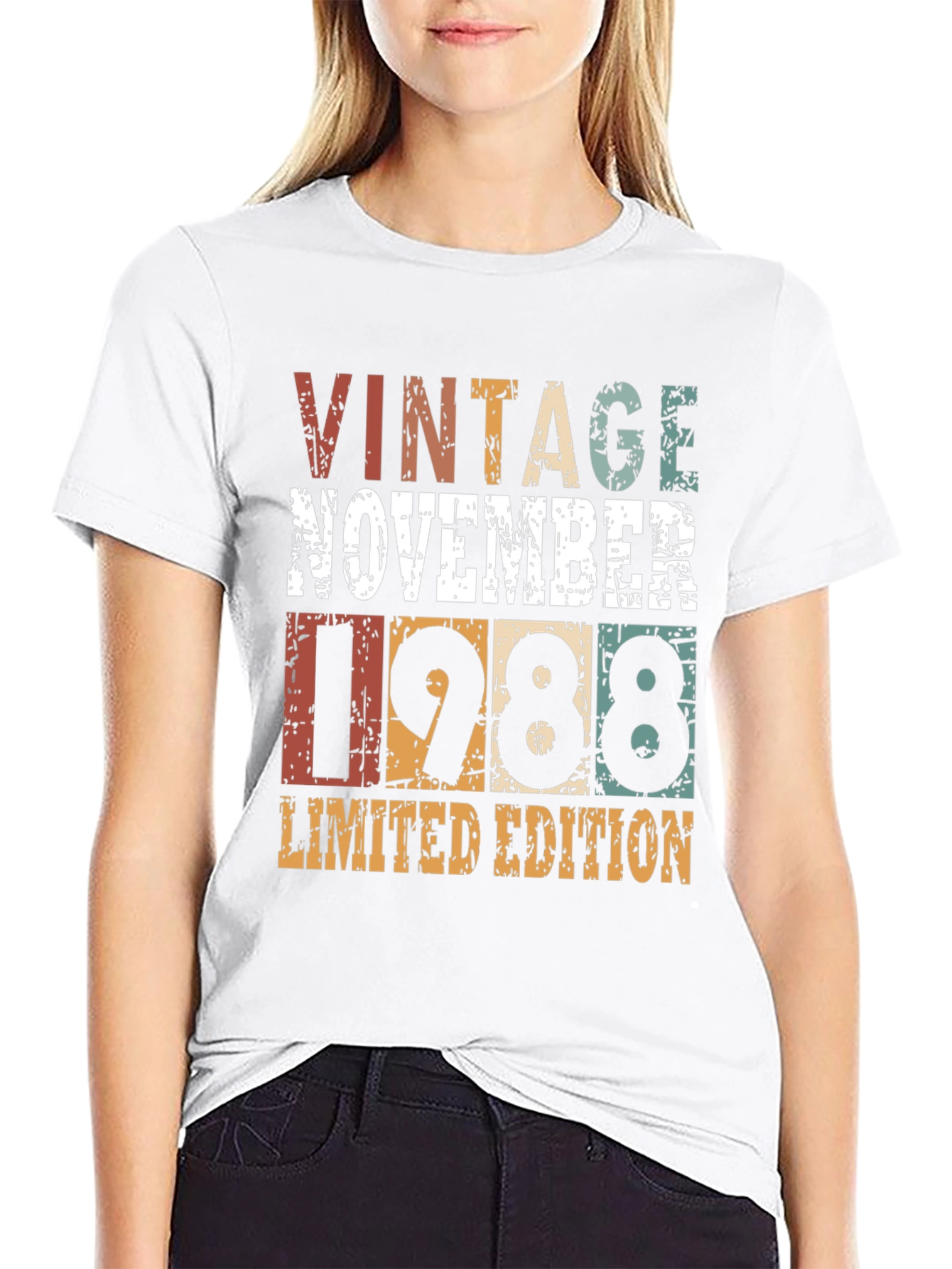 Black Vintage November 1988 Limited Edition Birthday T-Shirt view 9