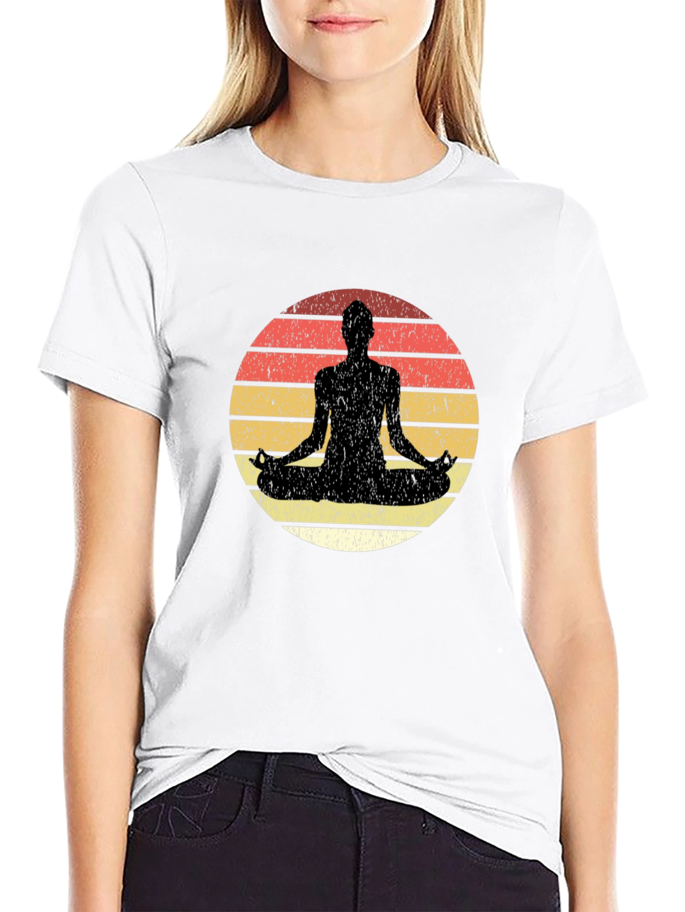 Black Yoga Sunset Meditation Graphic Tee view 9