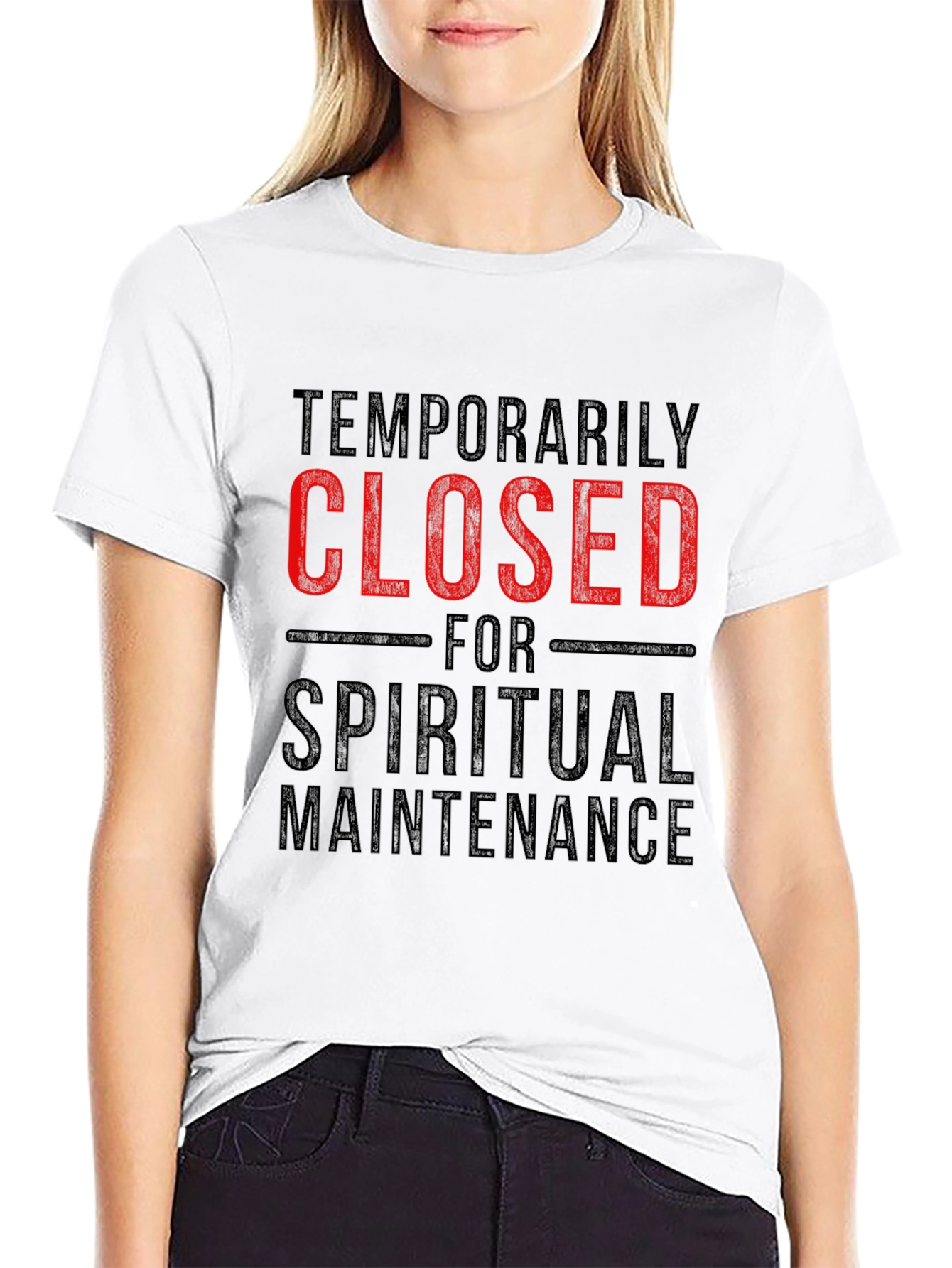 Black Temporarily Closed Spiritual Maintenance T-Shirt view 9