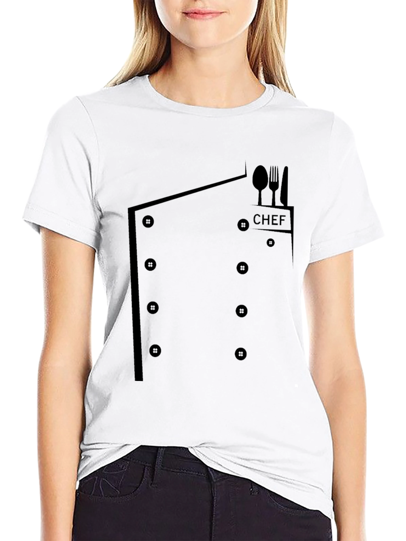 Black Chef Coat T-Shirt - Funny Culinary Apparel view 9