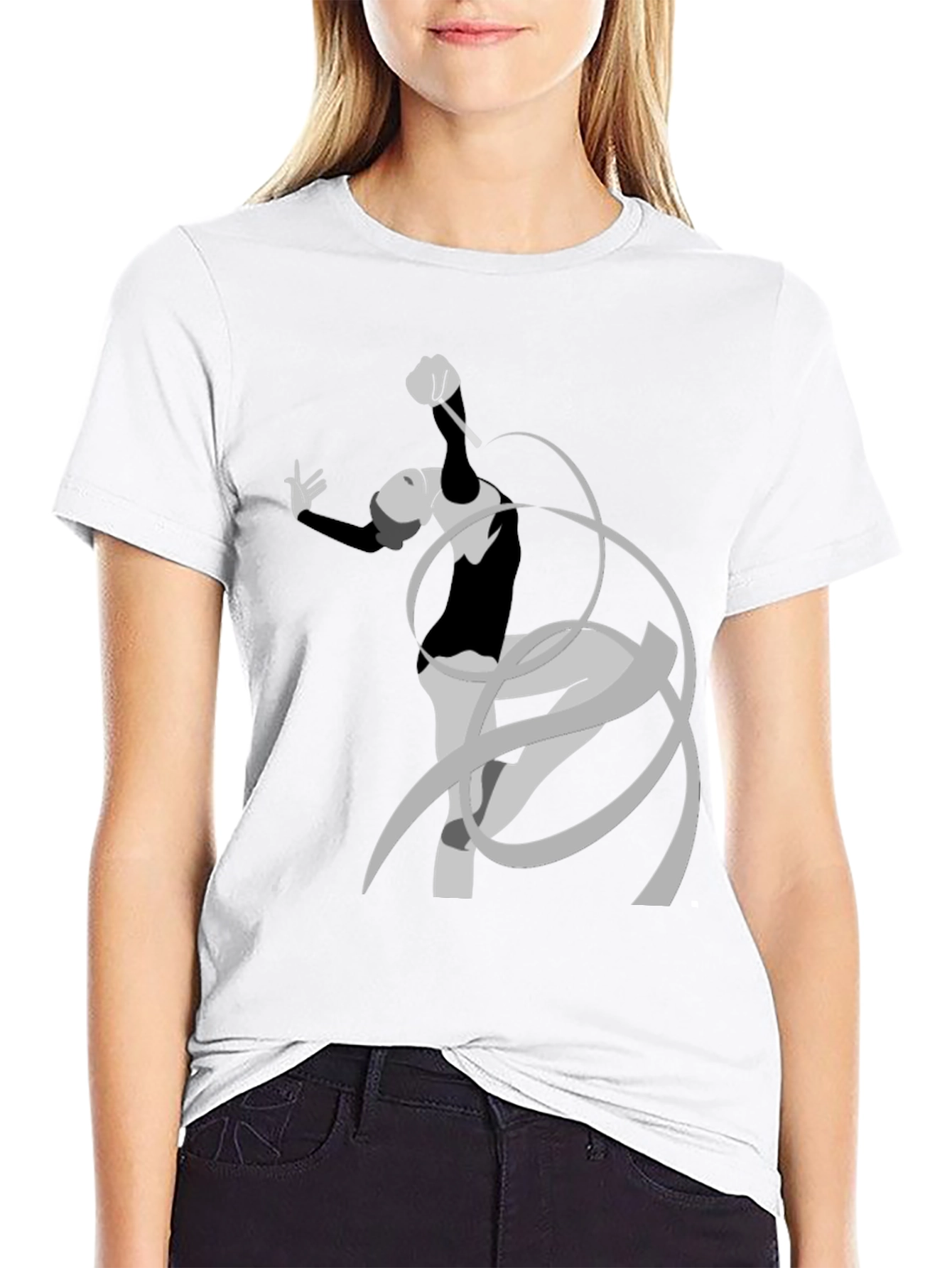 Black Rhythmic Gymnast Graphic Tee - Black Cotton Comfort view 9