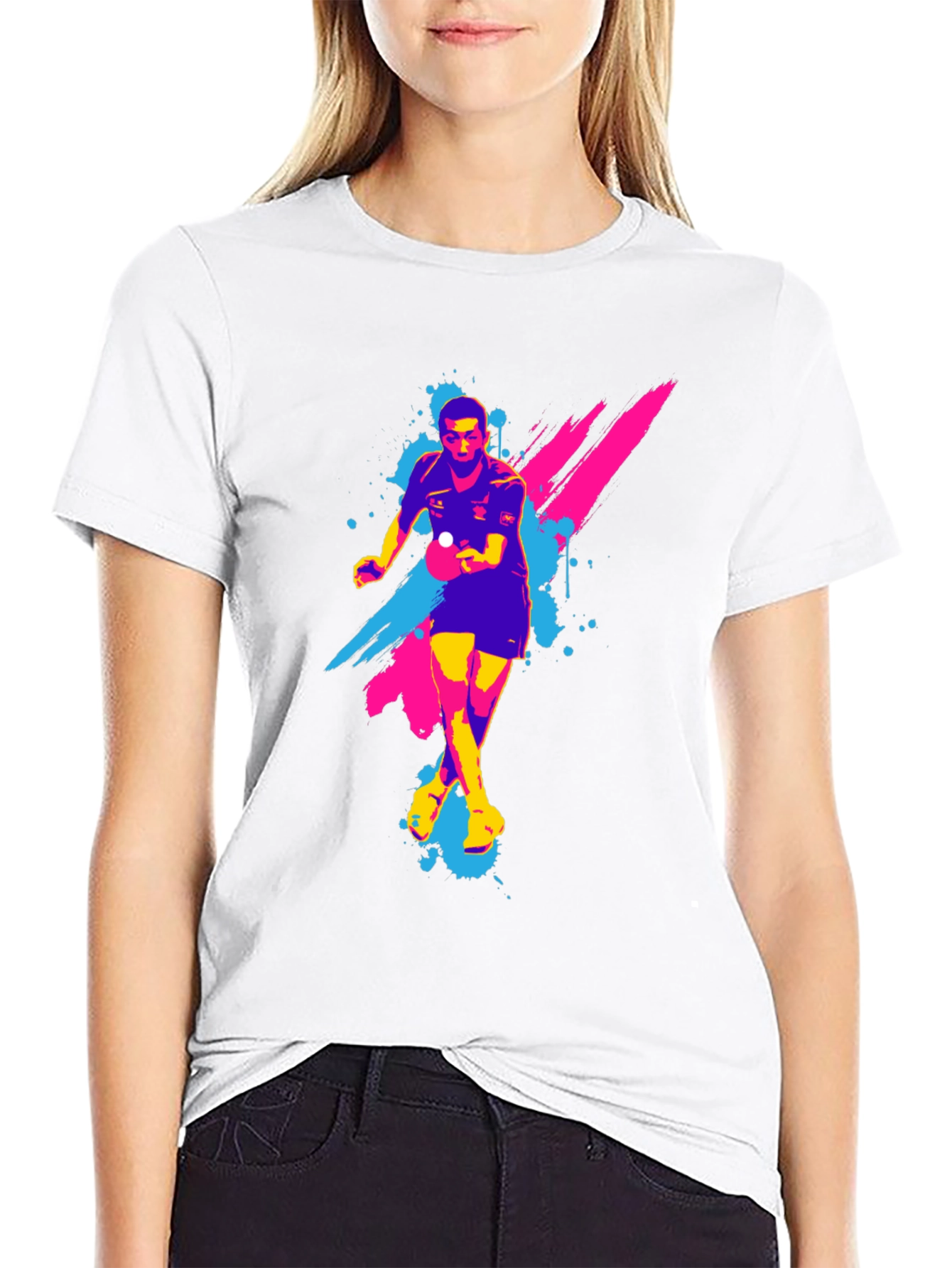 Black Table Tennis Player Graphic Tee - Black view 9