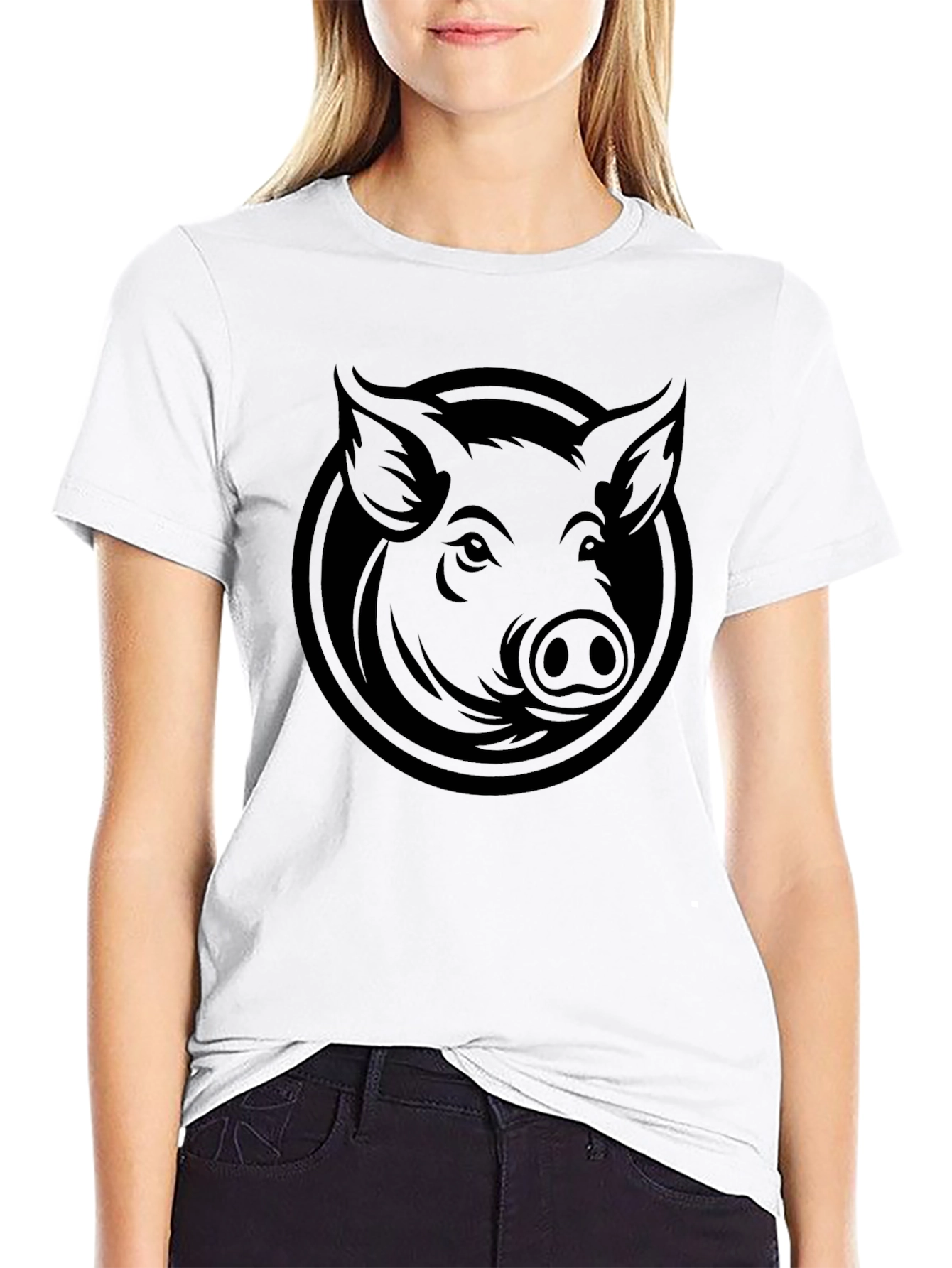 Black Black Pig Head Graphic Tee - Casual Comfort view 9