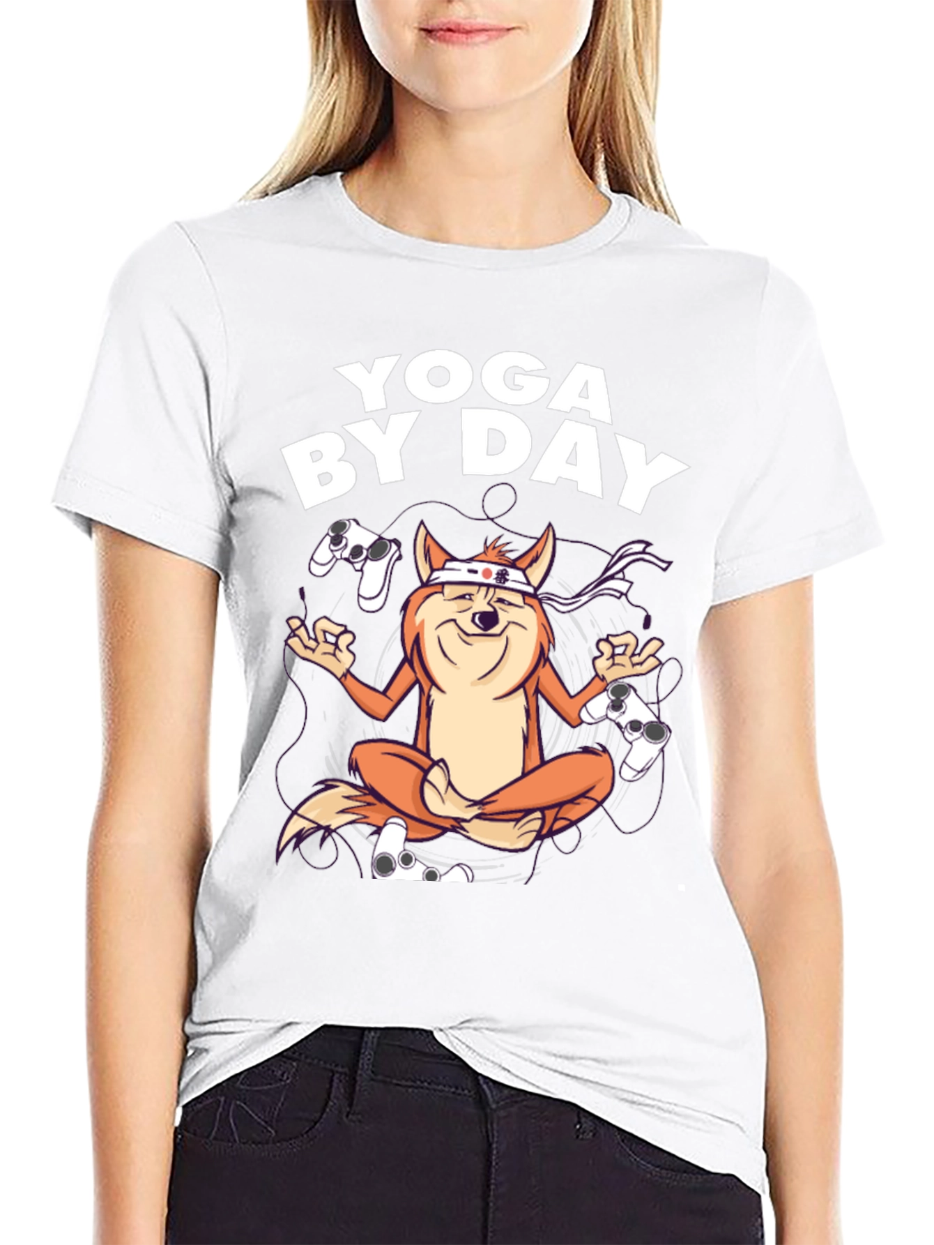 Black Yoga By Day Gaming T-Shirt view 9