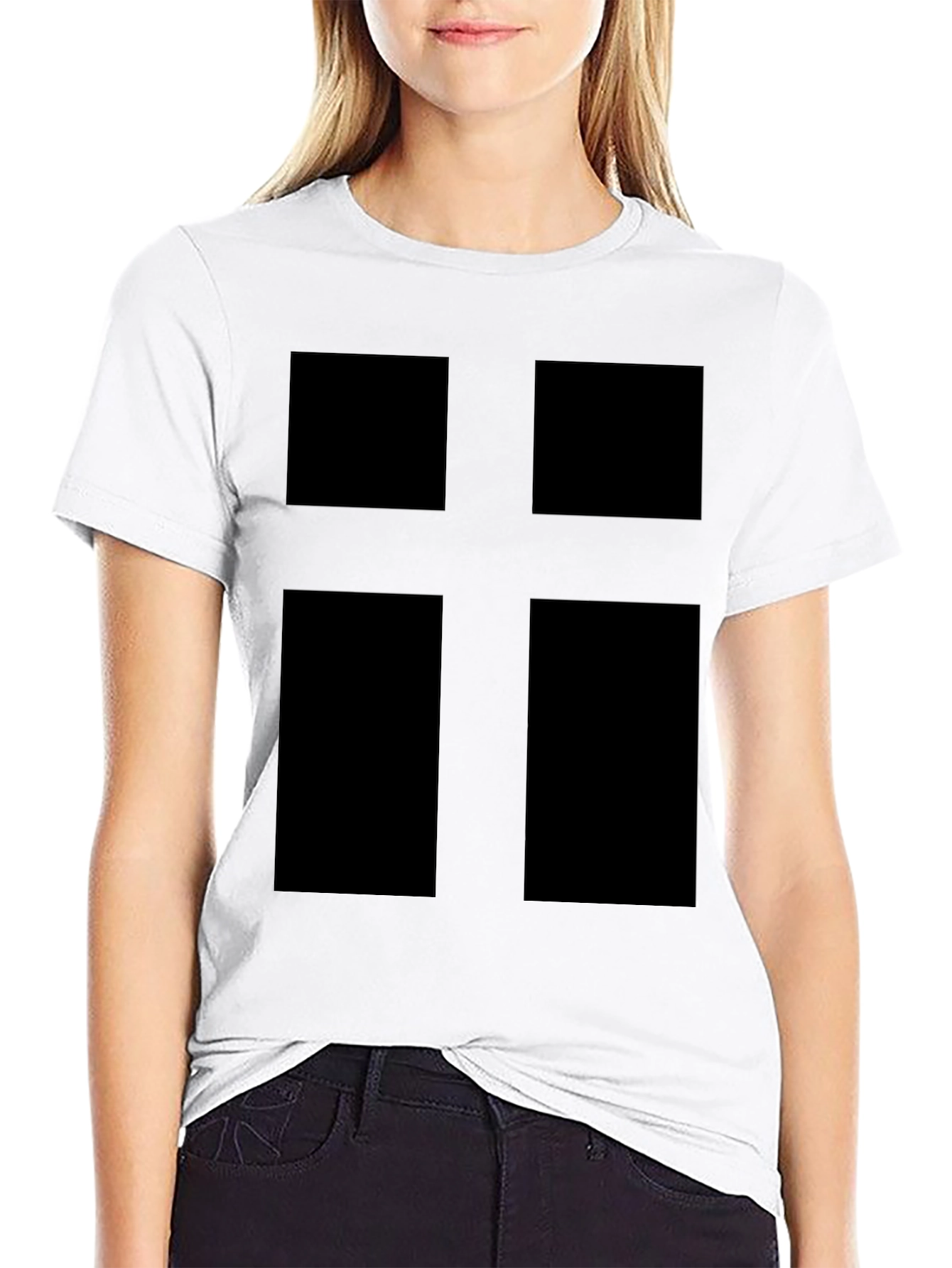 Black Modern Cross Graphic Tee - Black view 9