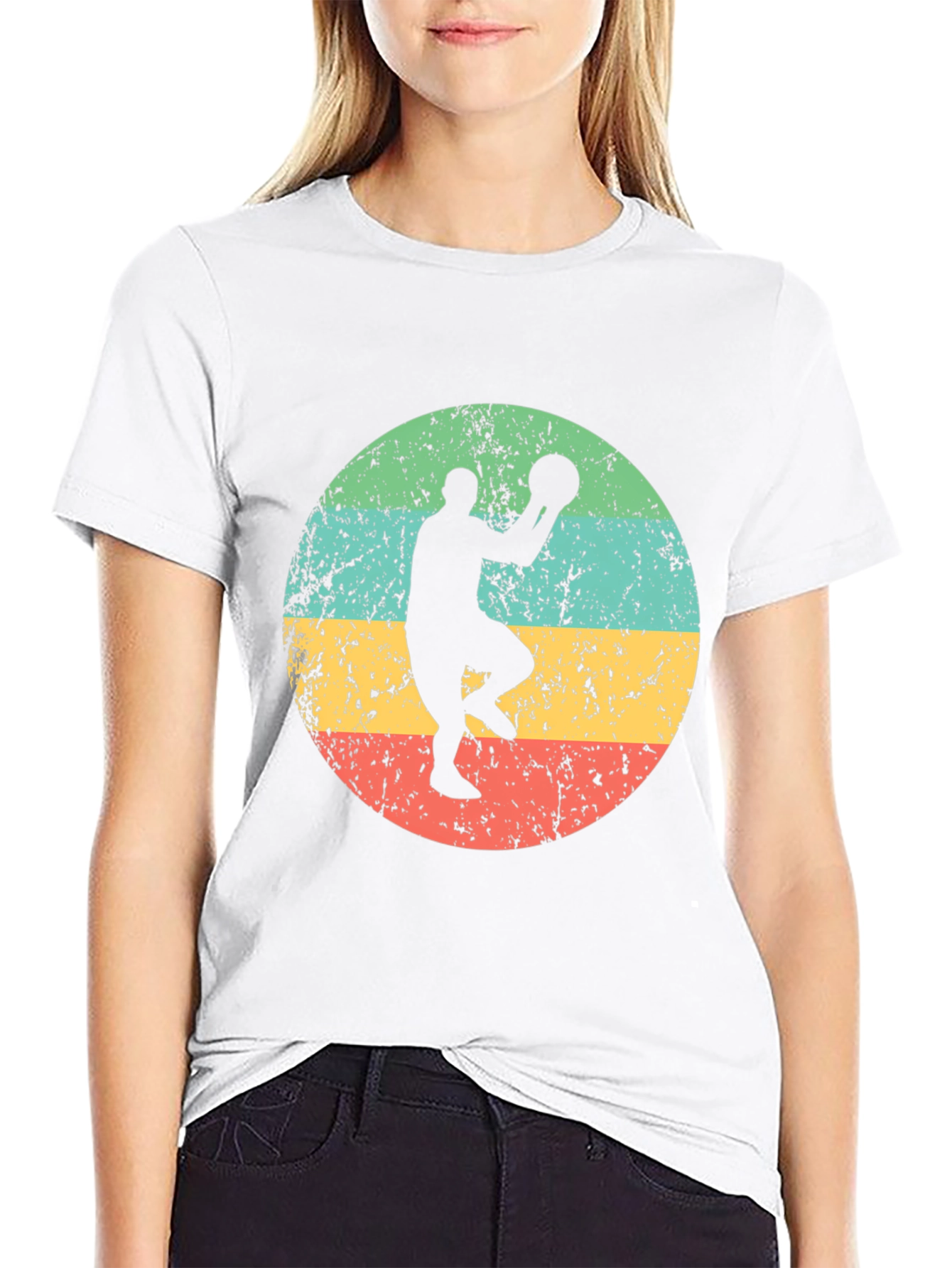 Black Retro Basketball Player Graphic Tee view 9