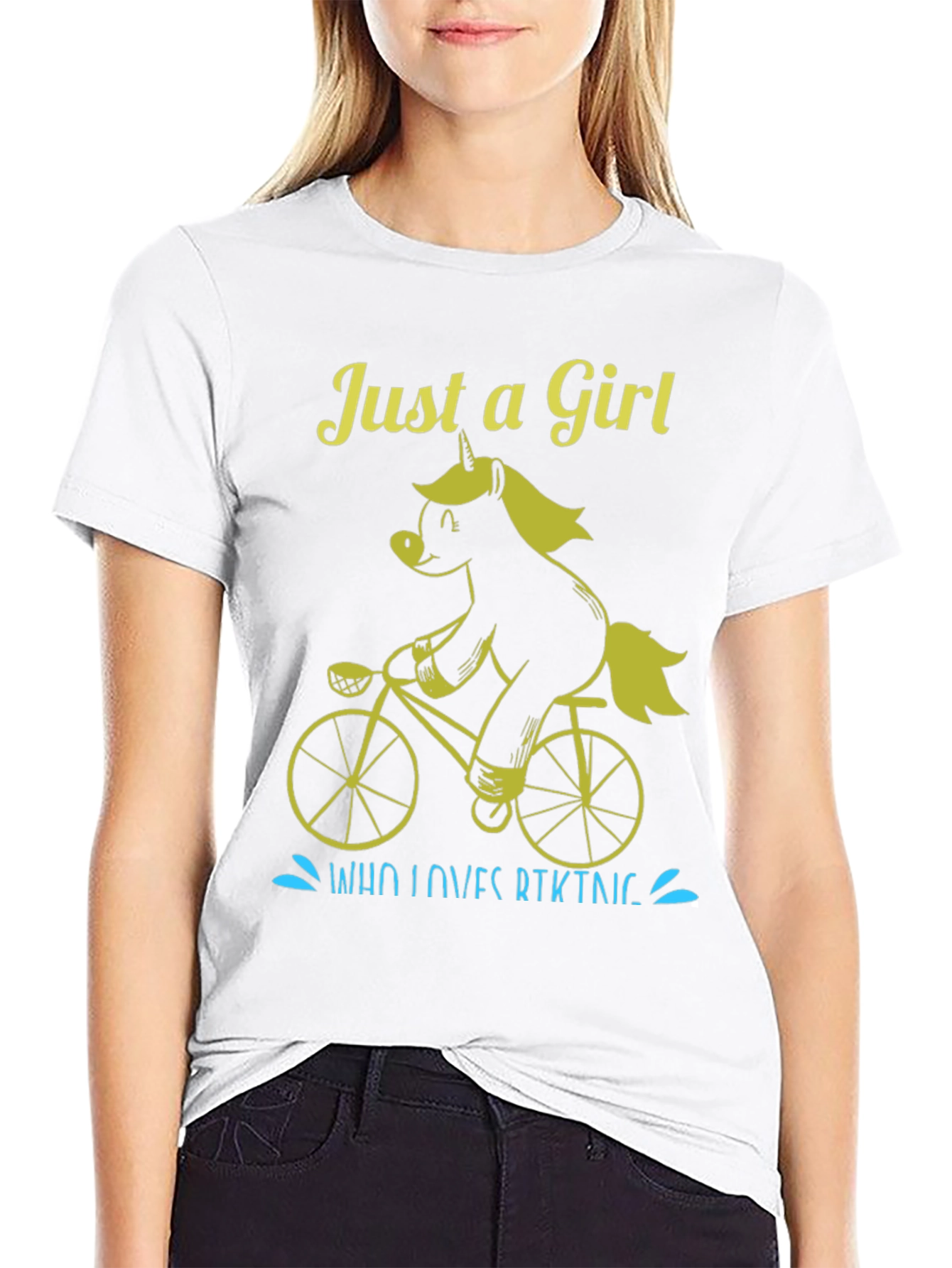 Black Just A Girl Who Loves Biking Unicorn T-Shirt view 9
