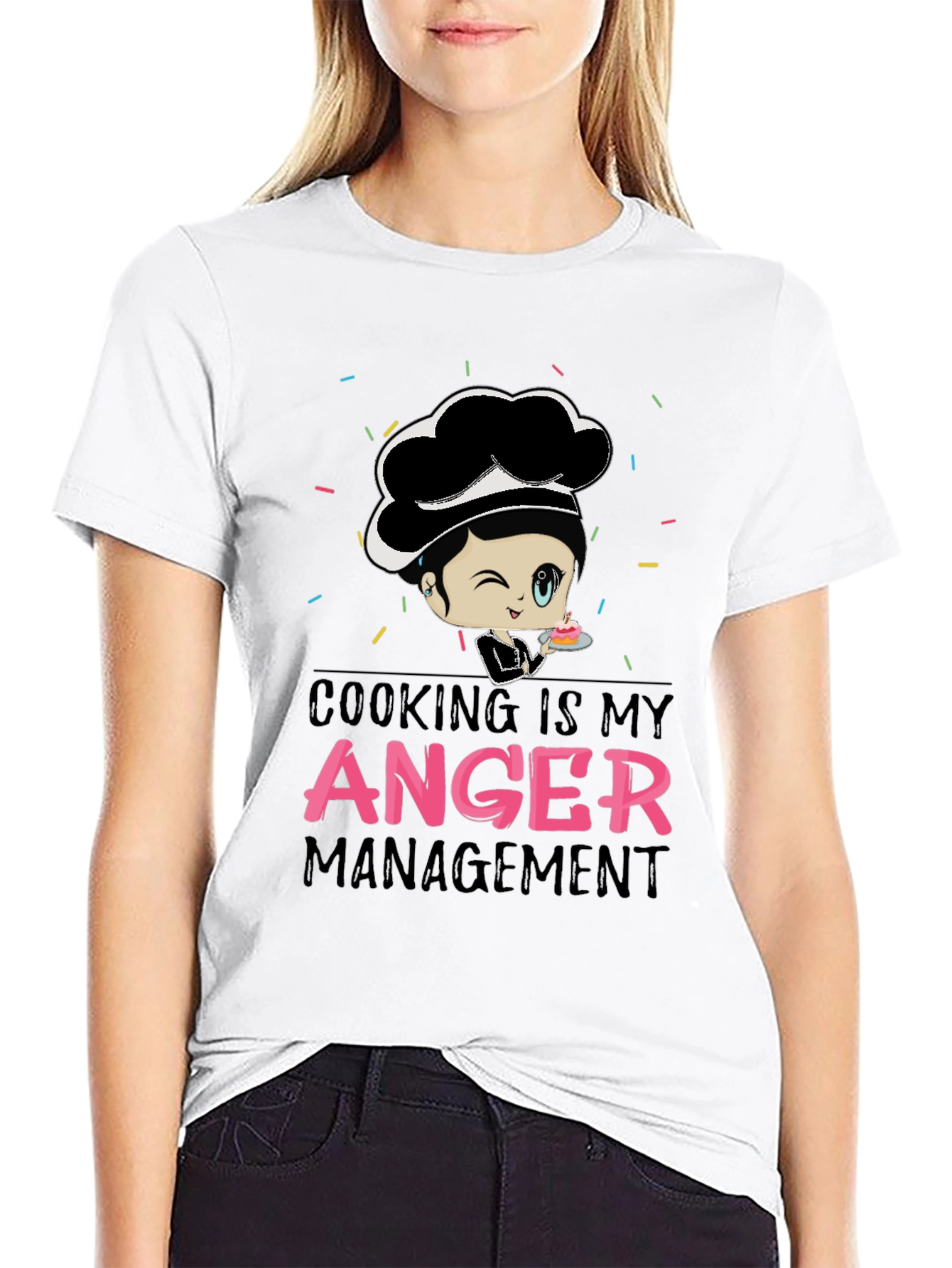 Black Cooking Is My Anger Management T-Shirt view 9