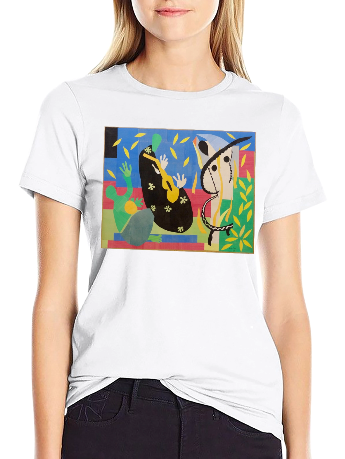 Black Abstract Art T-Shirt - Henri Matisse Inspired view 9