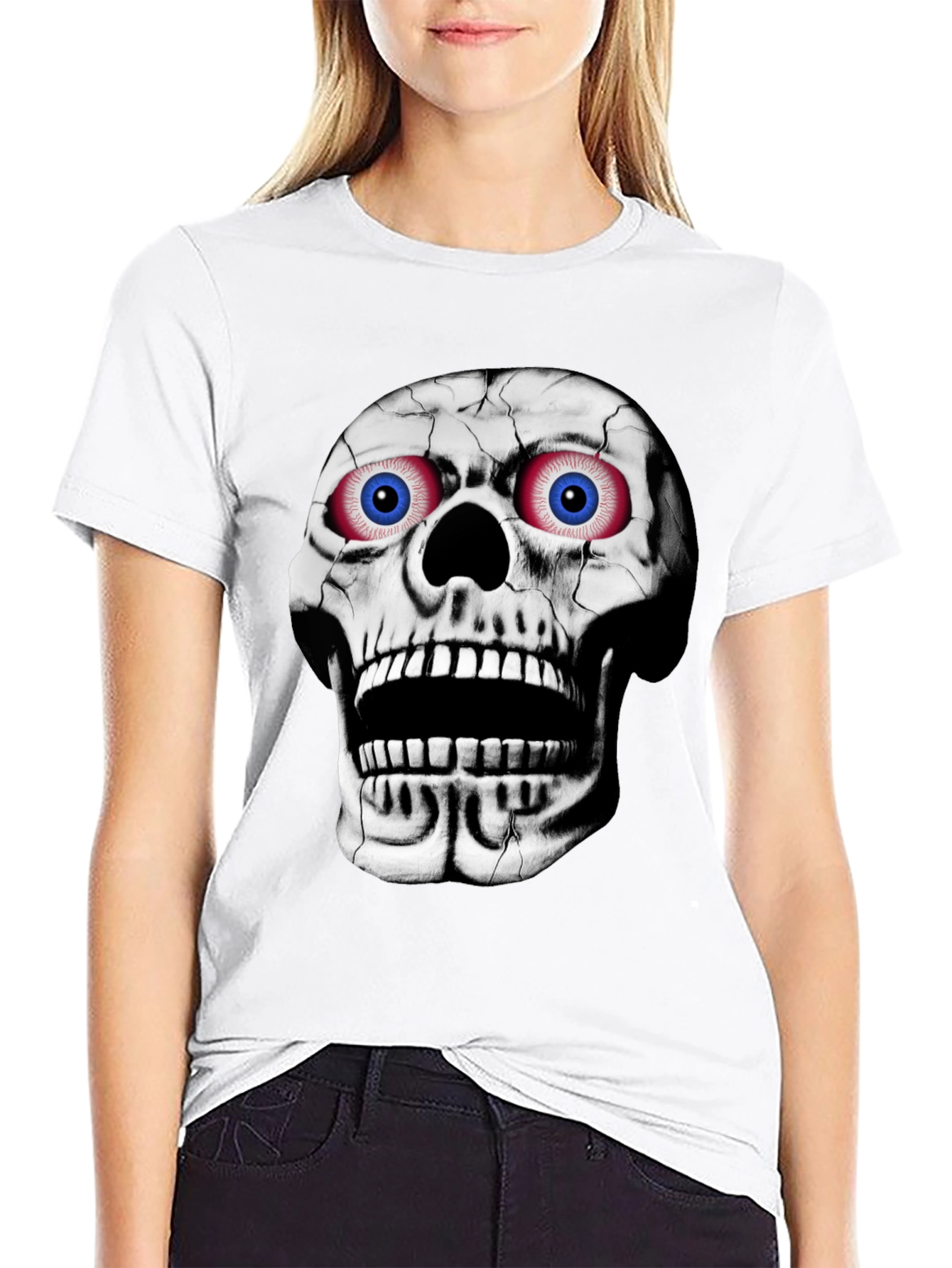 Black Skull Graphic T-Shirt - Bold Halloween Style view 9
