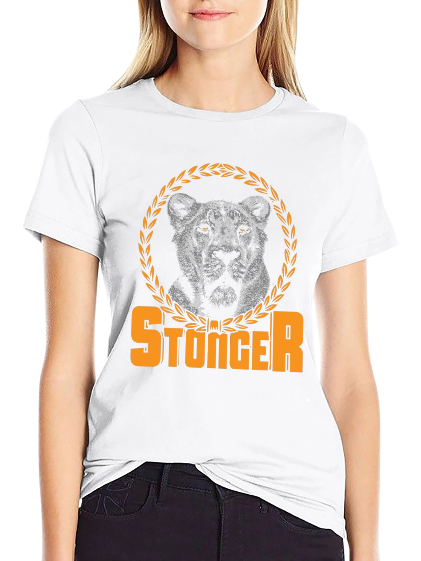 Black Stonger Lion Graphic Tee - Black view 9