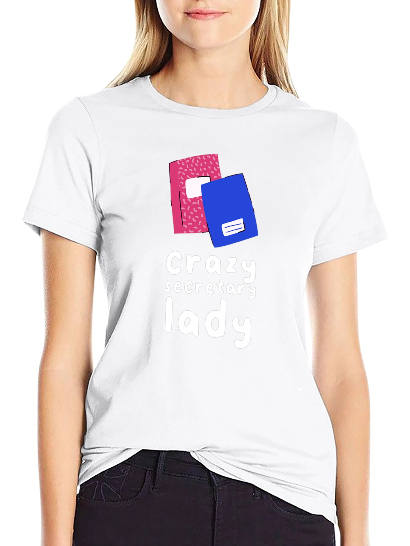 Black Crazy Secretary Lady Graphic Tee view 9
