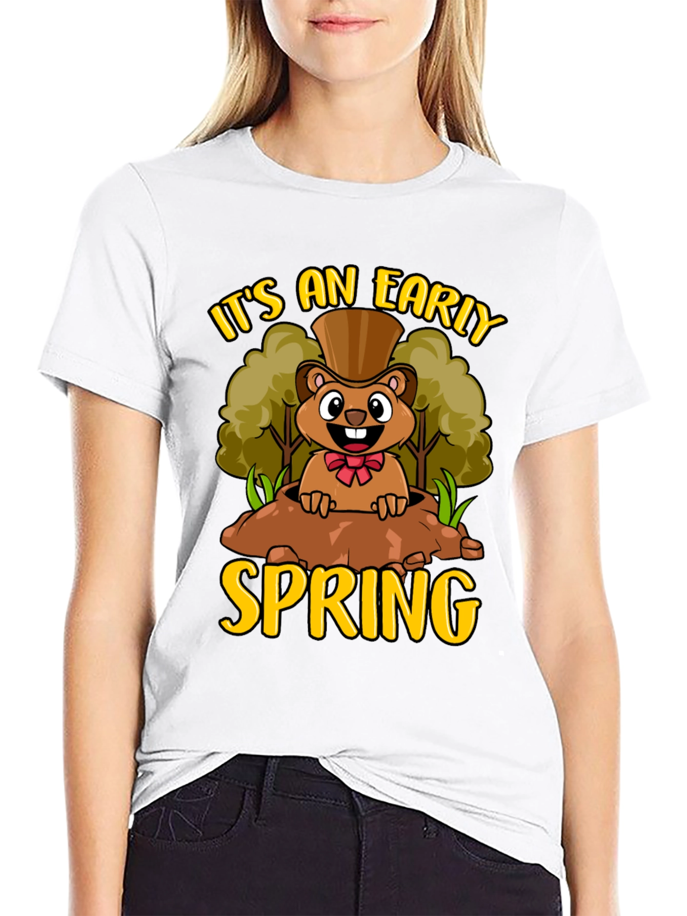 Black Early Spring Groundhog T-Shirt view 9