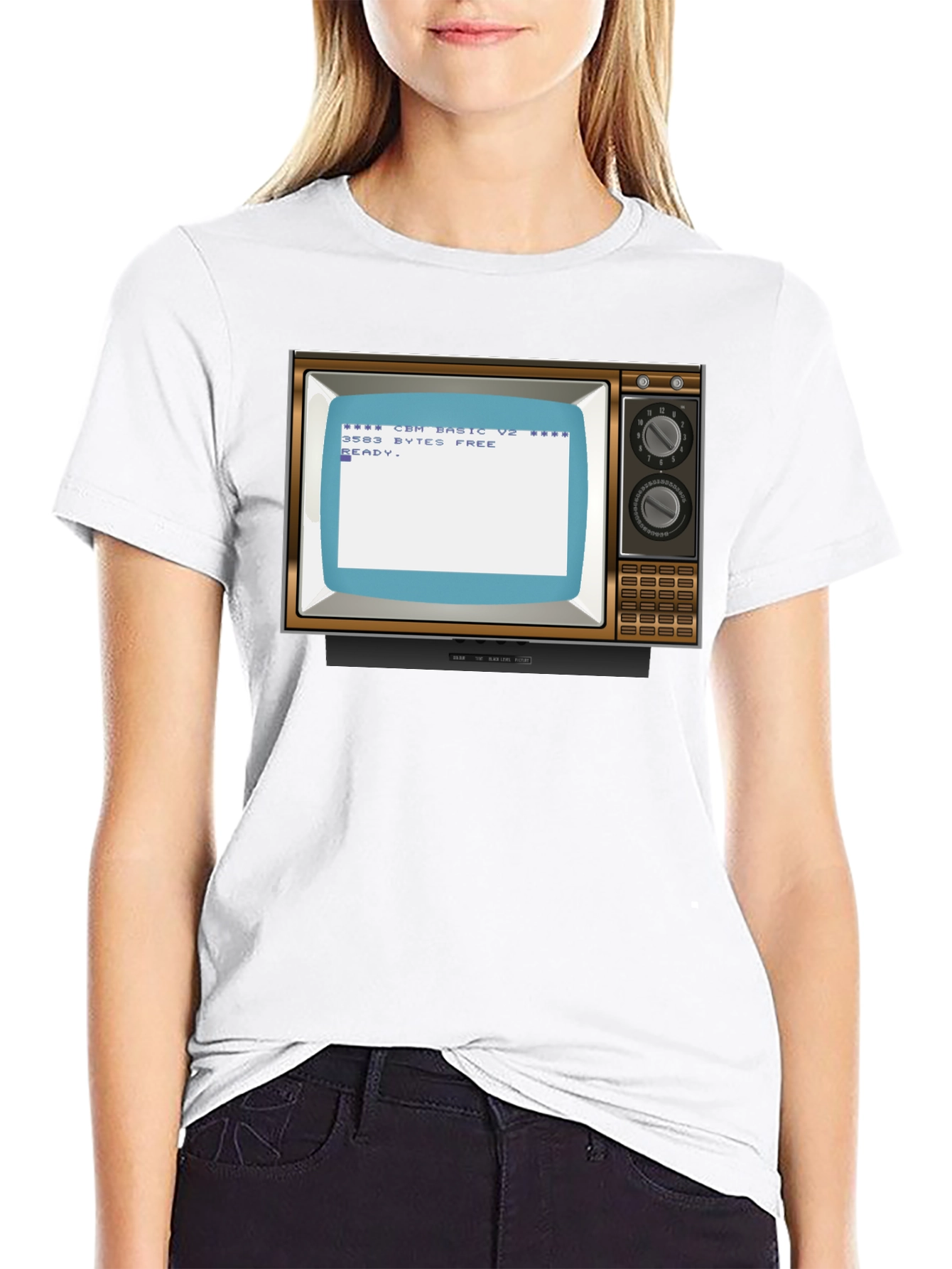 Black Retro Computer TV T-Shirt - Vintage Tech Style view 9