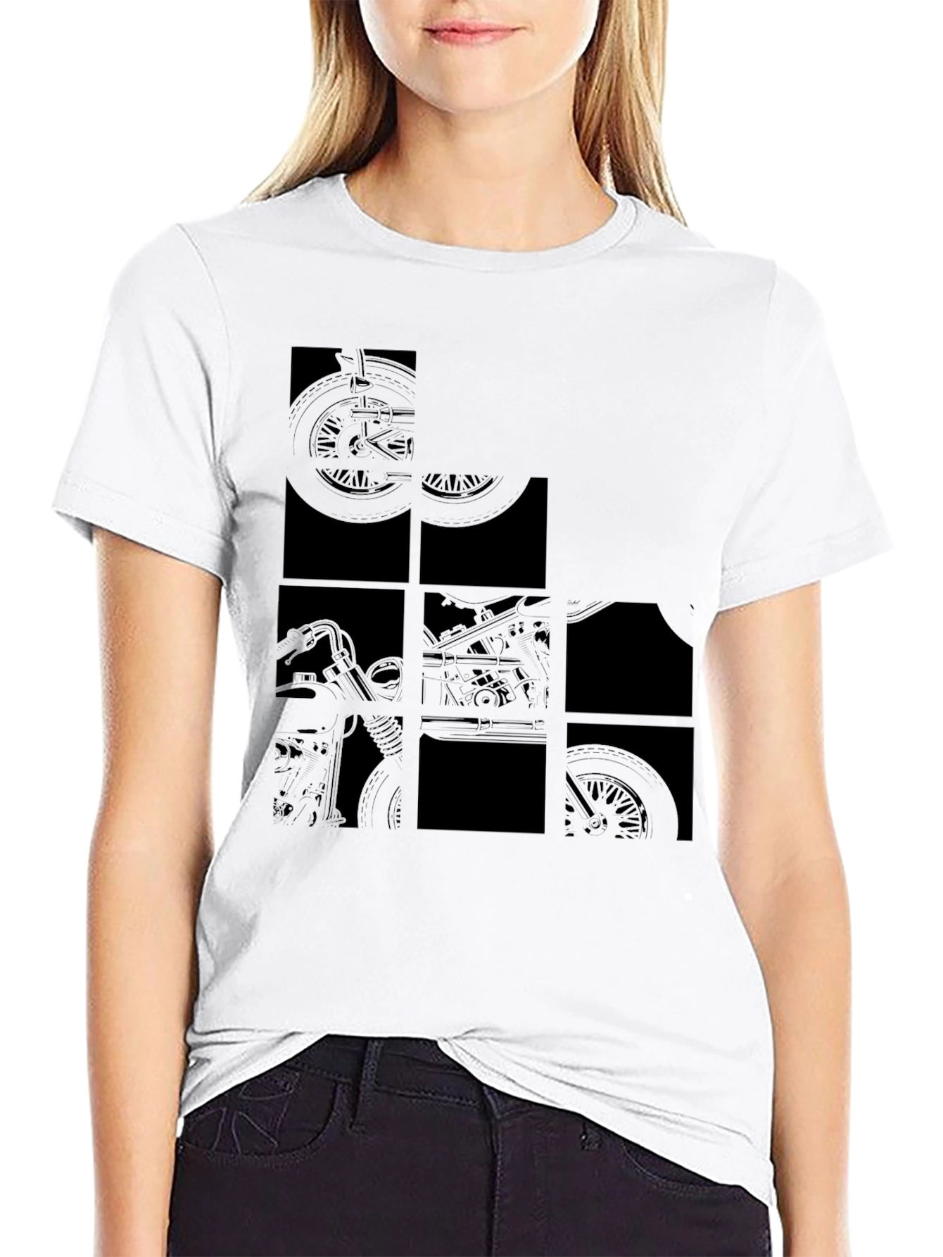 Black Men's Black Motorcycle Graphic T-Shirt view 9