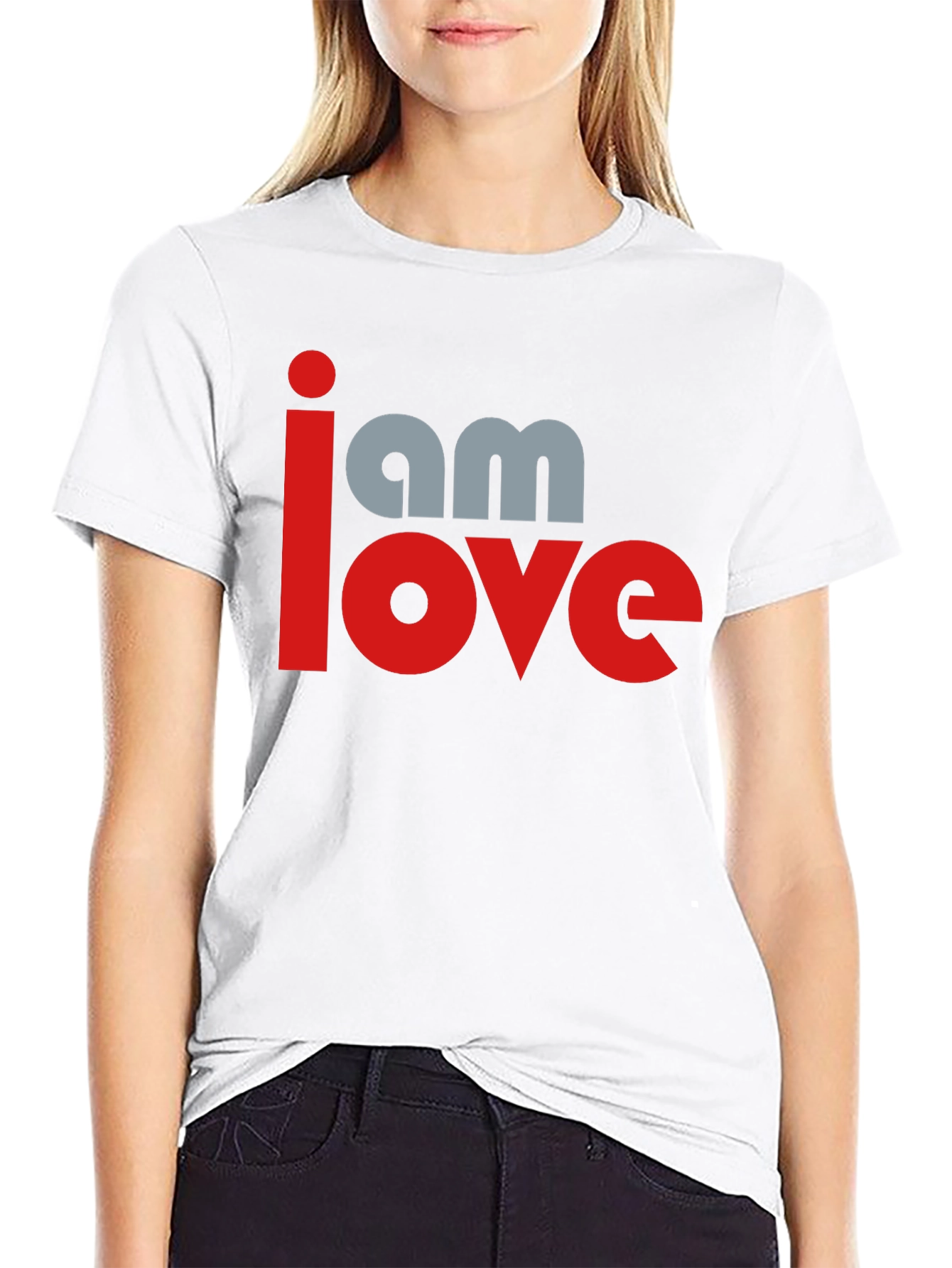 Black I am Love Graphic Print Black T-Shirt view 9