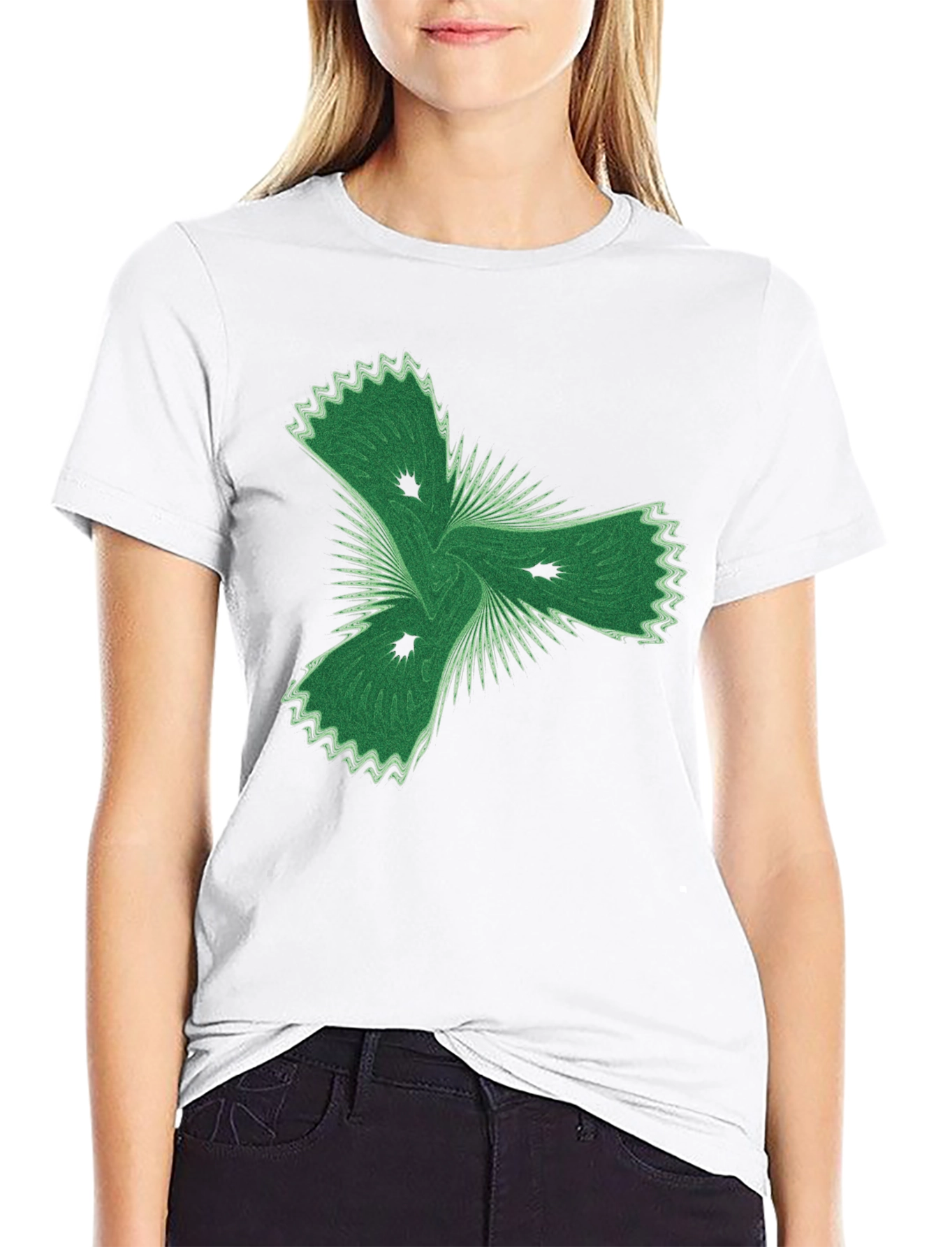 Black Abstract Green Graphic Black T-Shirt view 9