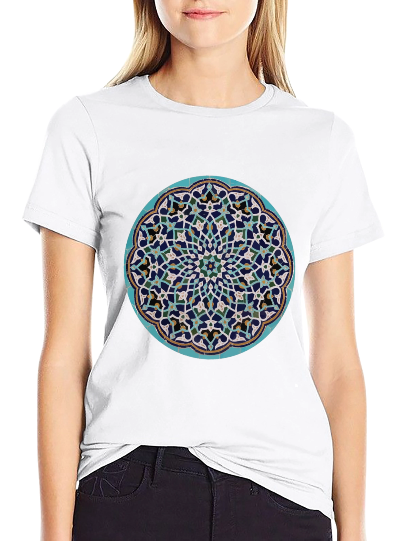 Black Geometric Medallion T-Shirt view 9