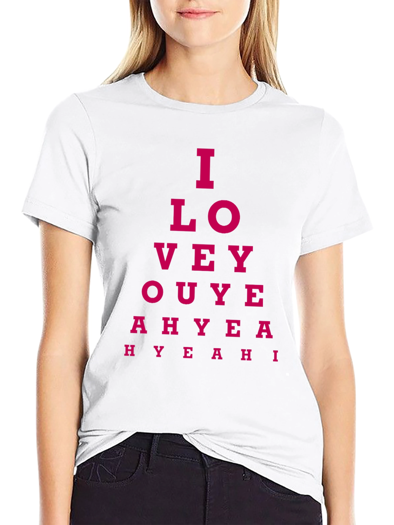 Black I Love You, Yeah! Eye Chart T-Shirt - Black view 9