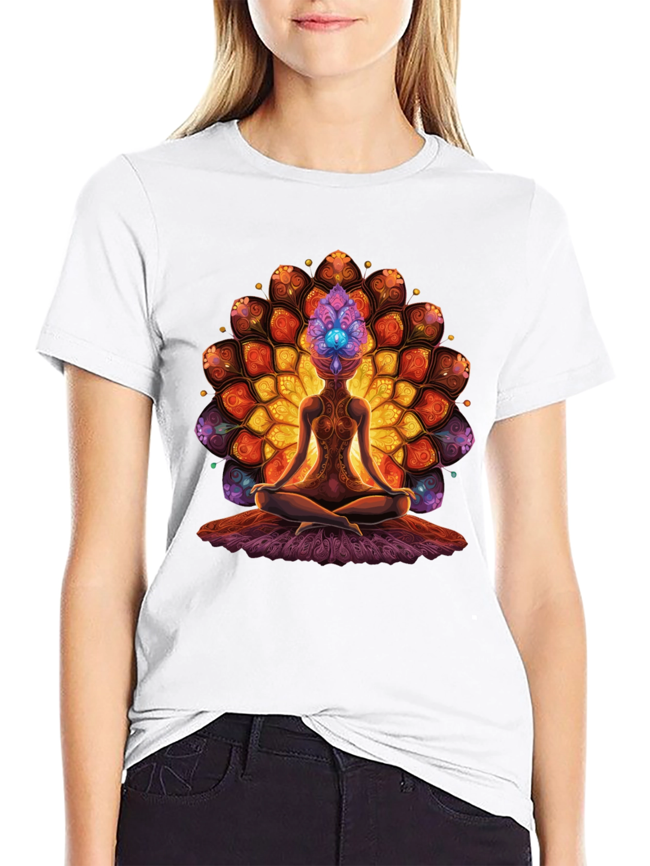 Black Meditative Mandala T-Shirt - Spiritual Design view 9