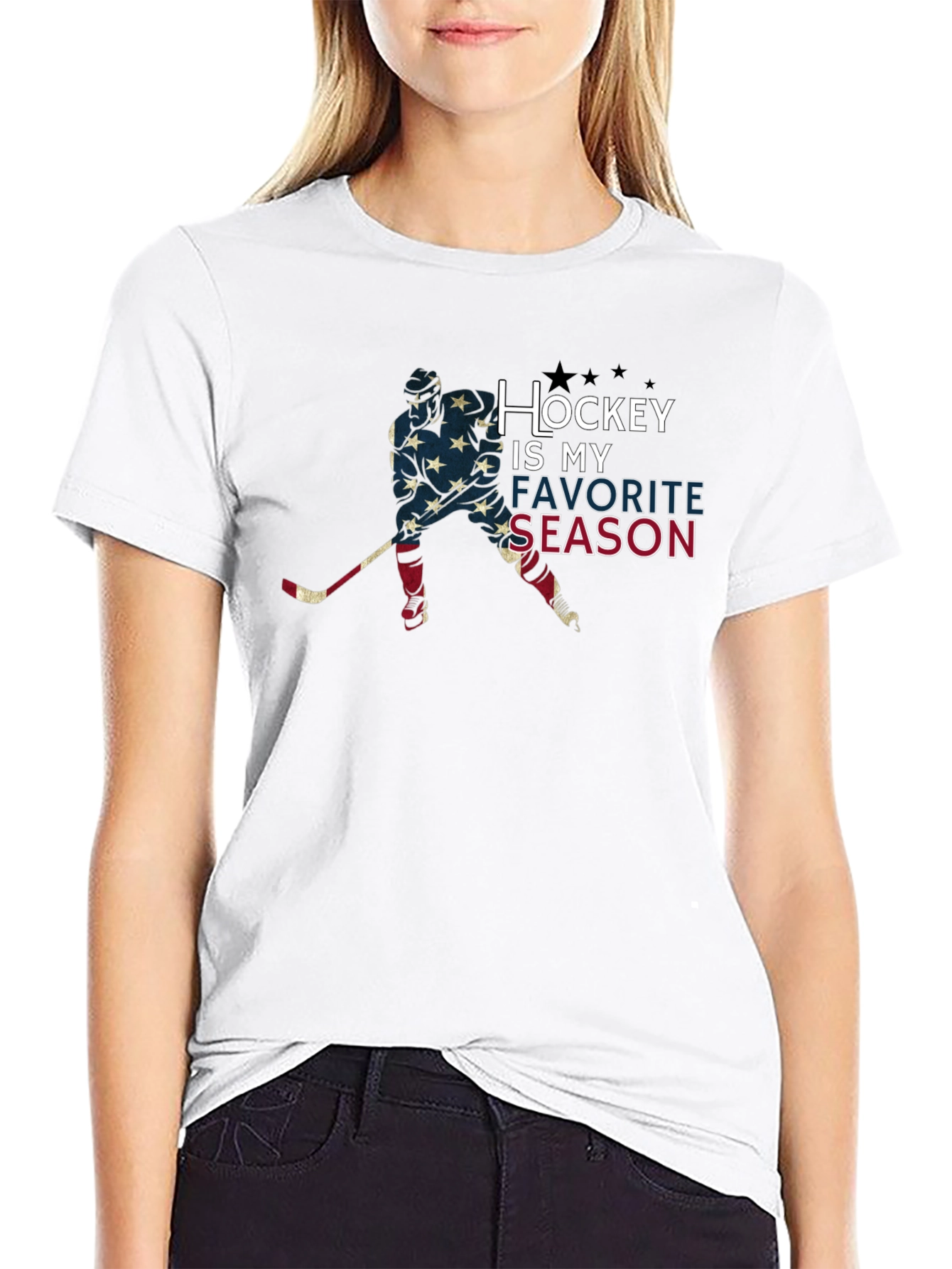 Black Hockey Is My Favorite Season T-Shirt - Patriotic Hockey Tee view 9