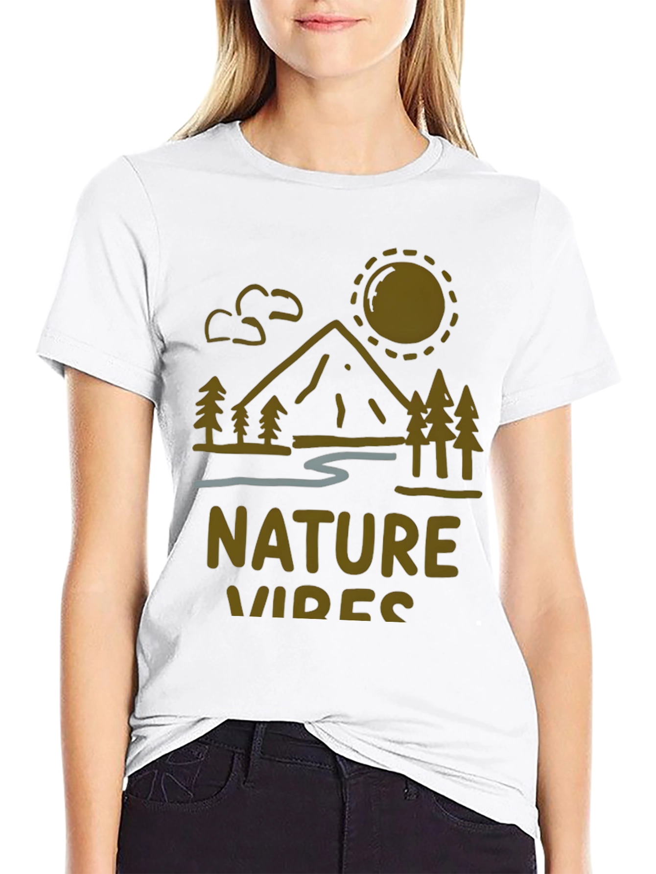 Black Nature Vibes Graphic Tee - Mountain Scene view 9
