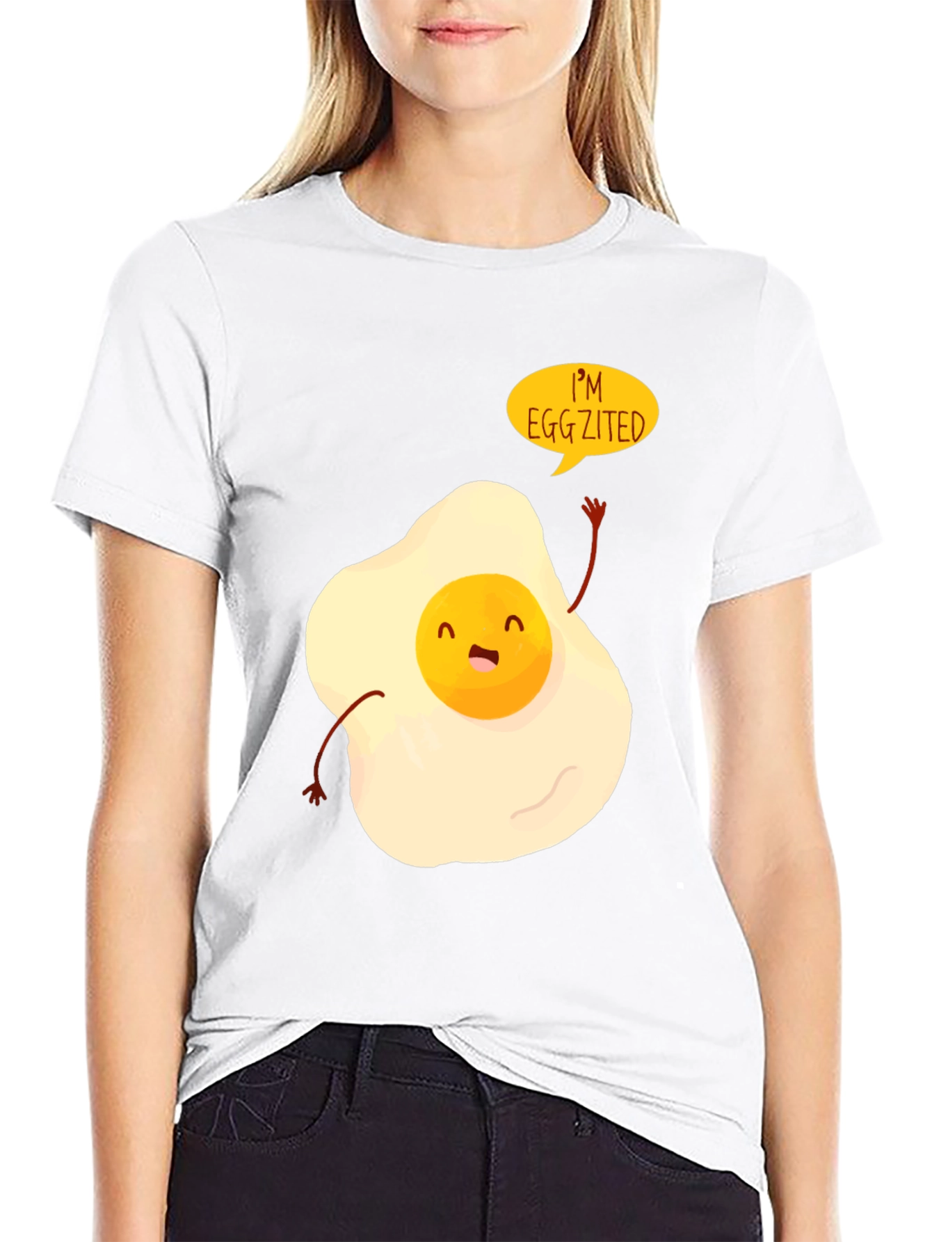 Black Egg-zited Graphic Tee - Funny Egg T-Shirt view 9
