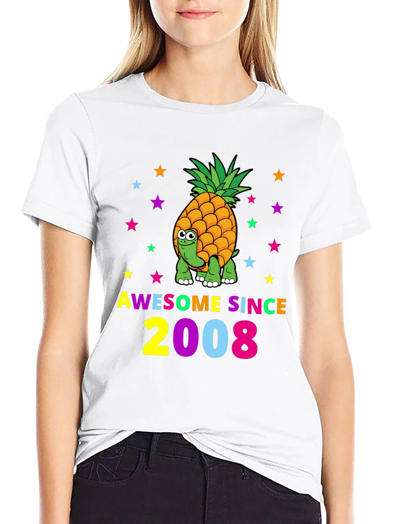 Black Awesome Since 2008 Turtle-Pineapple Graphic Tee view 9