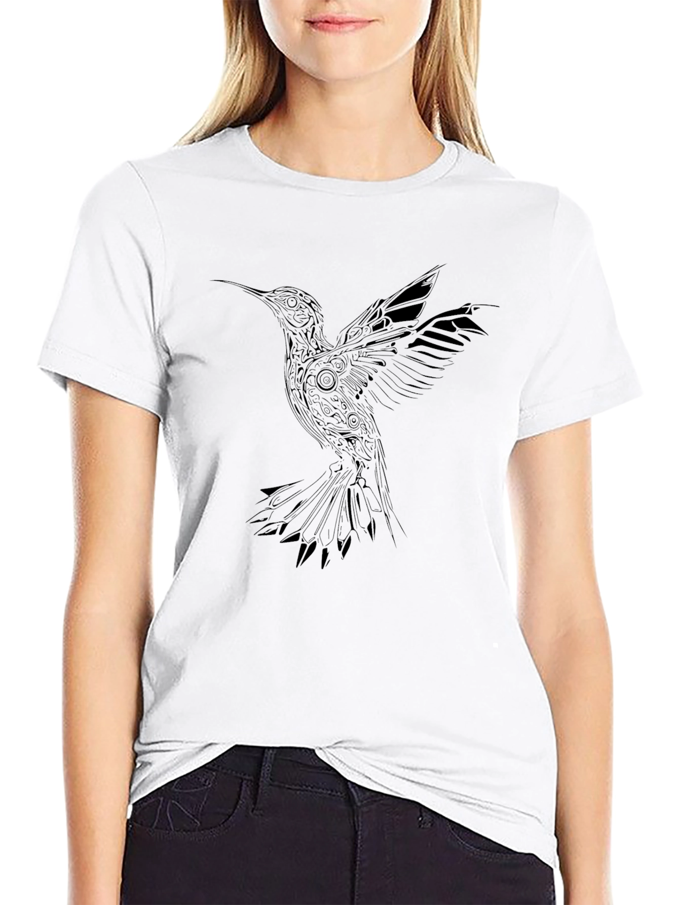Black Hummingbird Graphic Tee - Stylish Black T-Shirt view 9