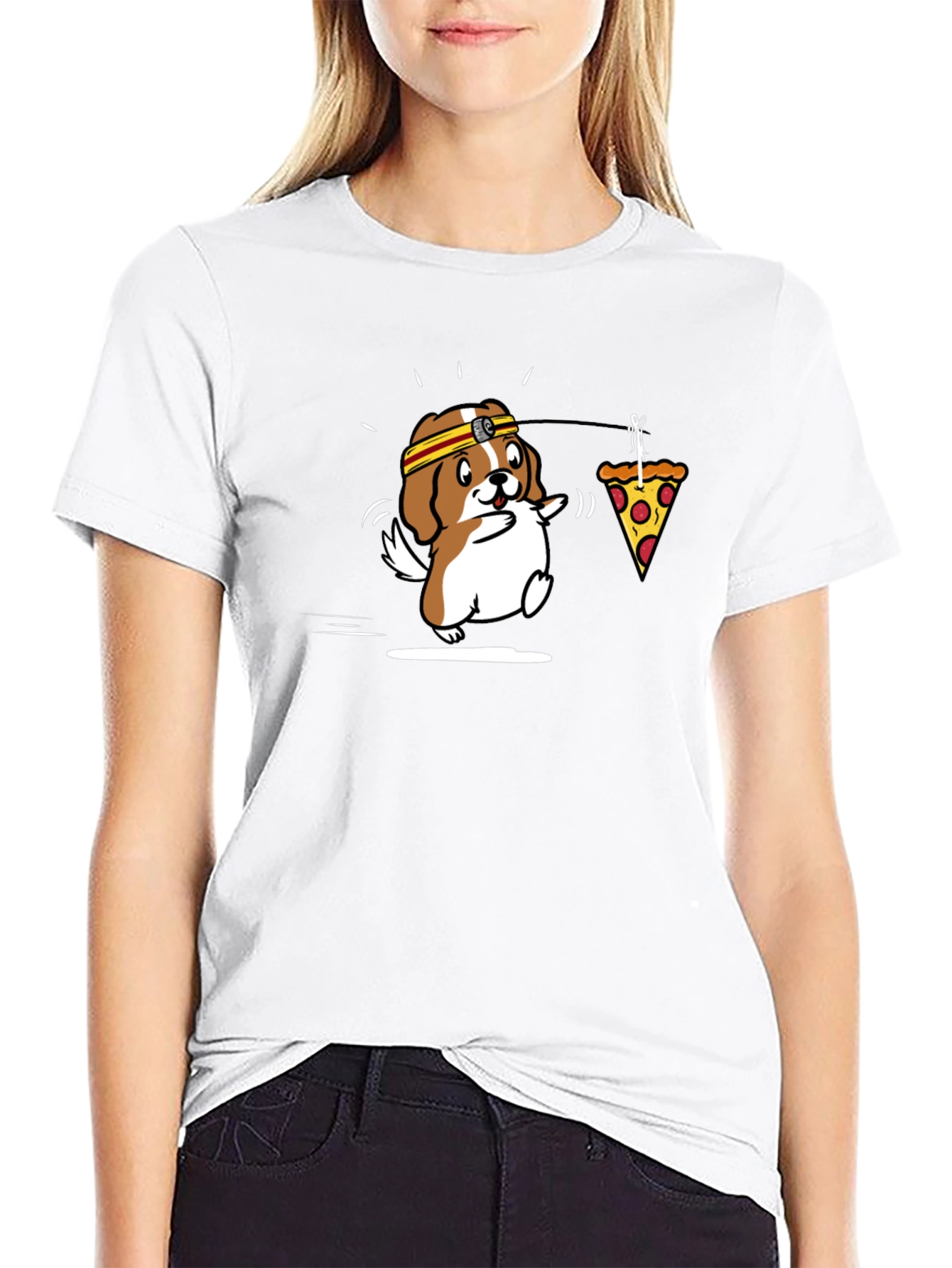Black Dog Pizza Headband T-Shirt view 9