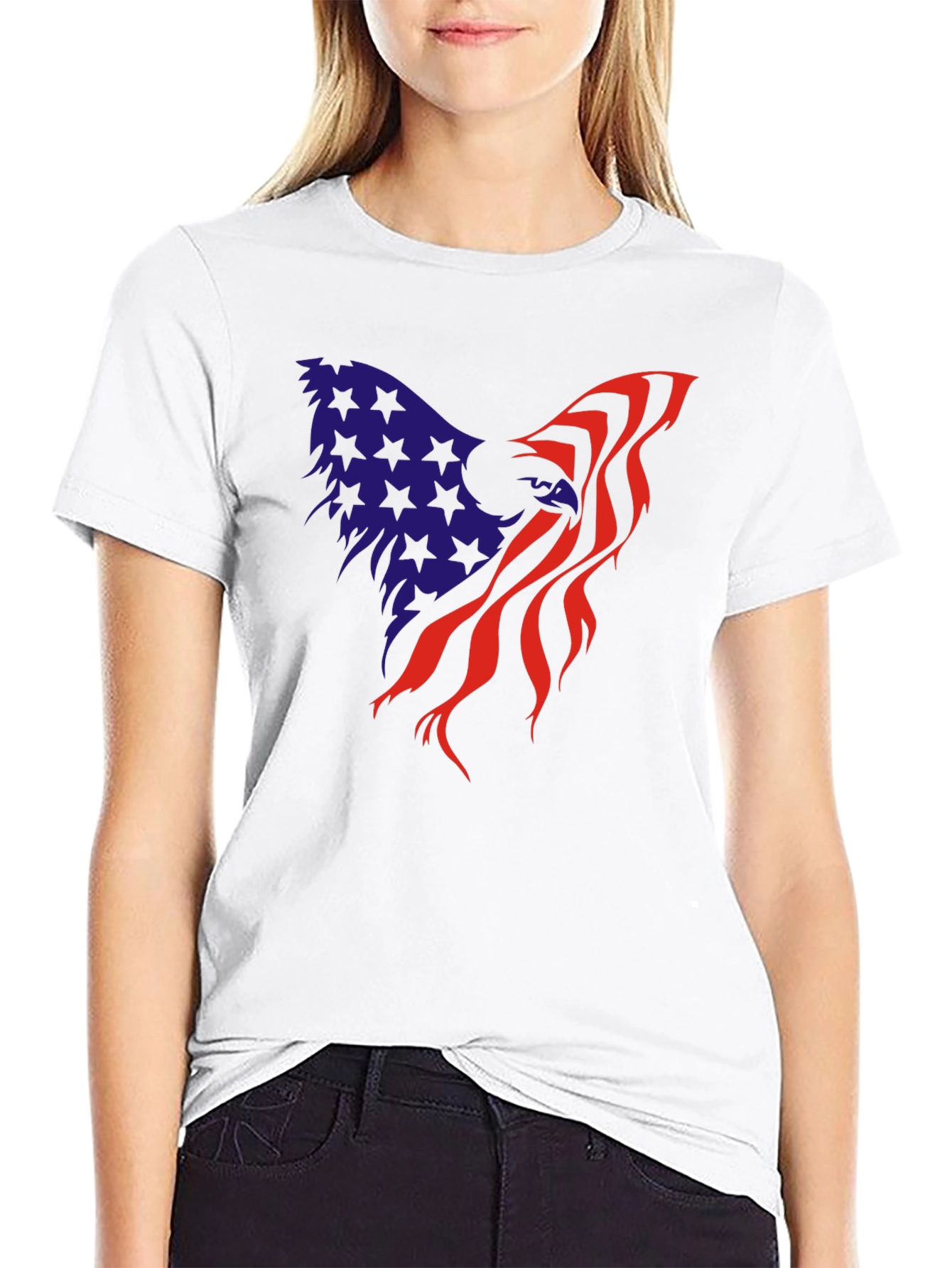 Black American Flag Eagle Graphic Tee - Patriot T-Shirt view 9