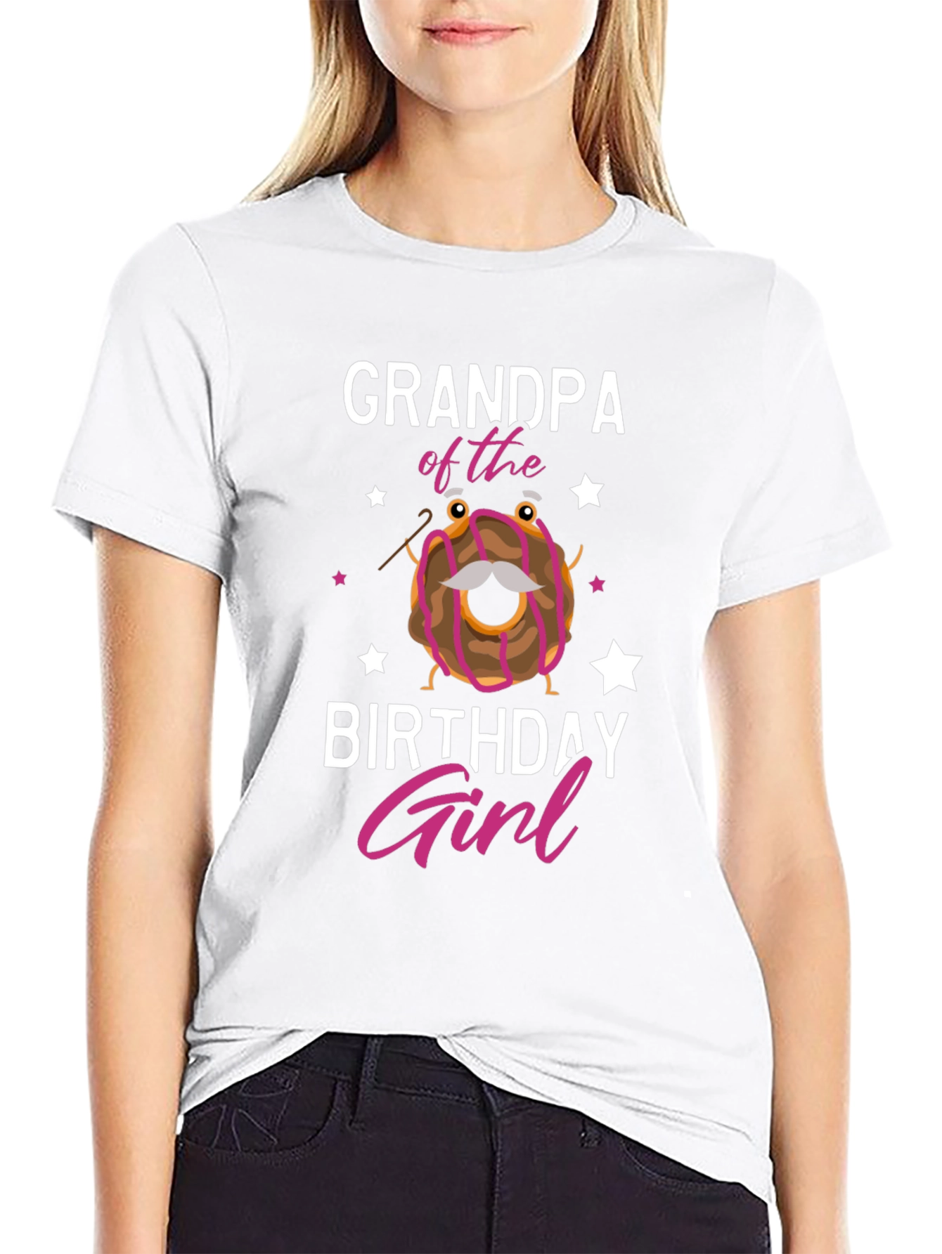 Black Grandpa of the Birthday Girl T-Shirt, Novelty Donut Tee view 9